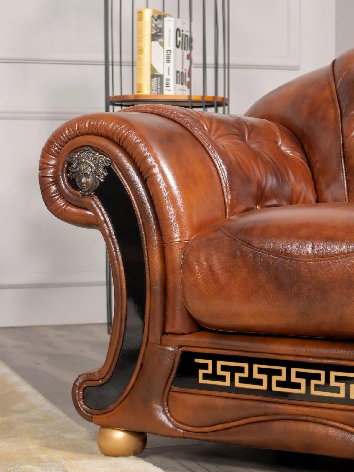 Salottini Chesterfield-Sofa Chesterfield Oriental Ecksofa Eckcouch BRAUN Wohnlandschaft, 3 Teile, Traumoptik