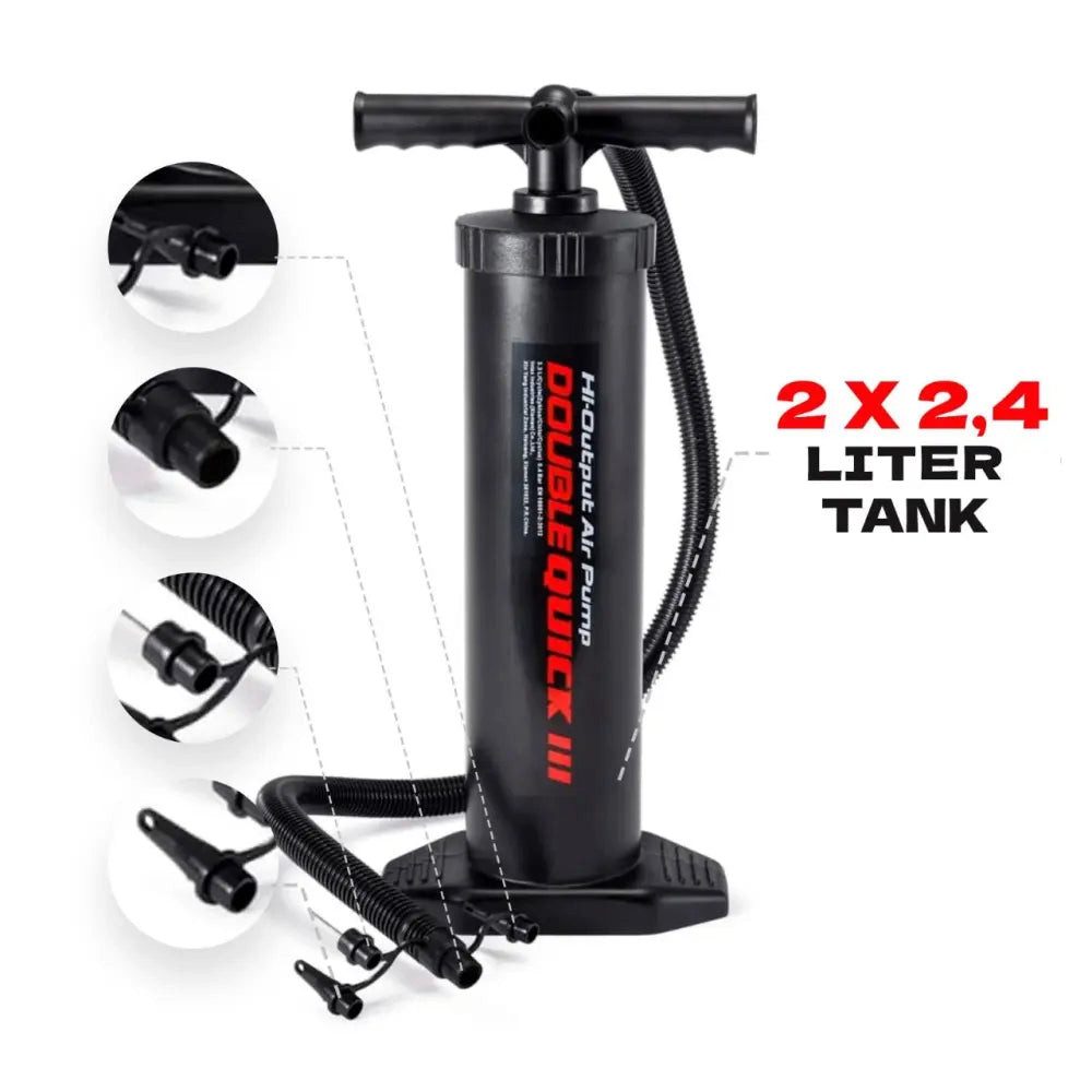 Sport-Knight® Luftpumpe Luftpumpe Power Doppelhub Pumpe, 4 Aufsätze, 2x 2,4l