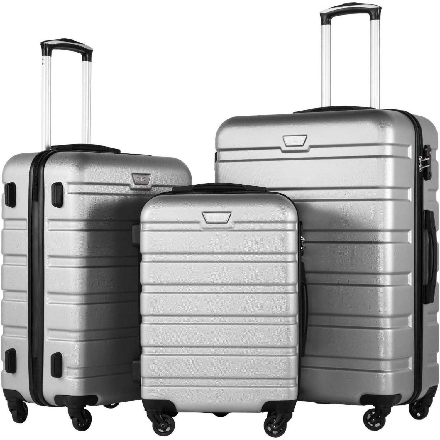 LuxusKollektion Kofferset Hartschalenkoffer Trolley Kofferset TSA Koffer-Set Helles Silber