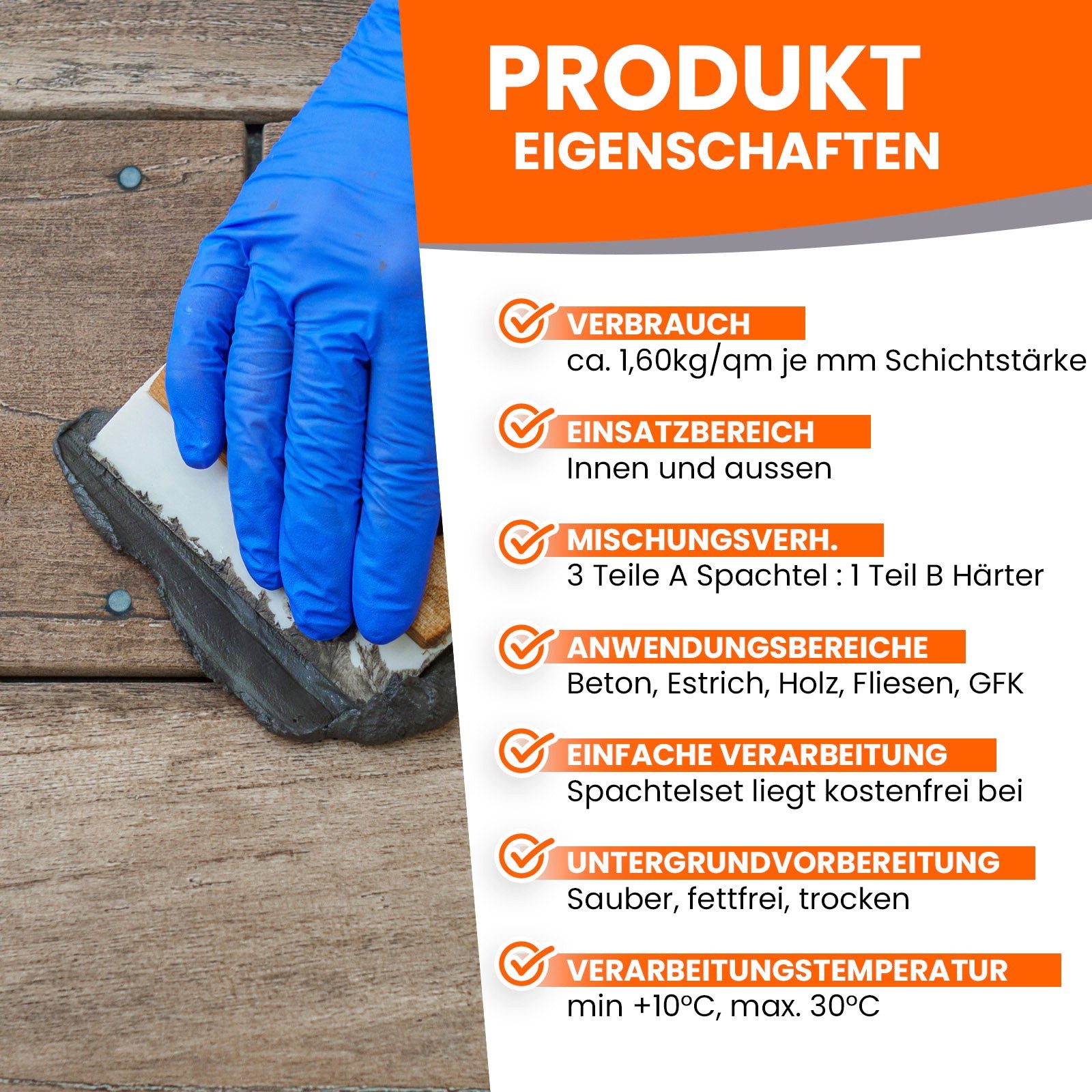 BEKATEQ Spachtelmasse BK-110EP Feinspachtel 2K, Epoxidharz für Boden Auto Boot - Risse, Löcher reparieren