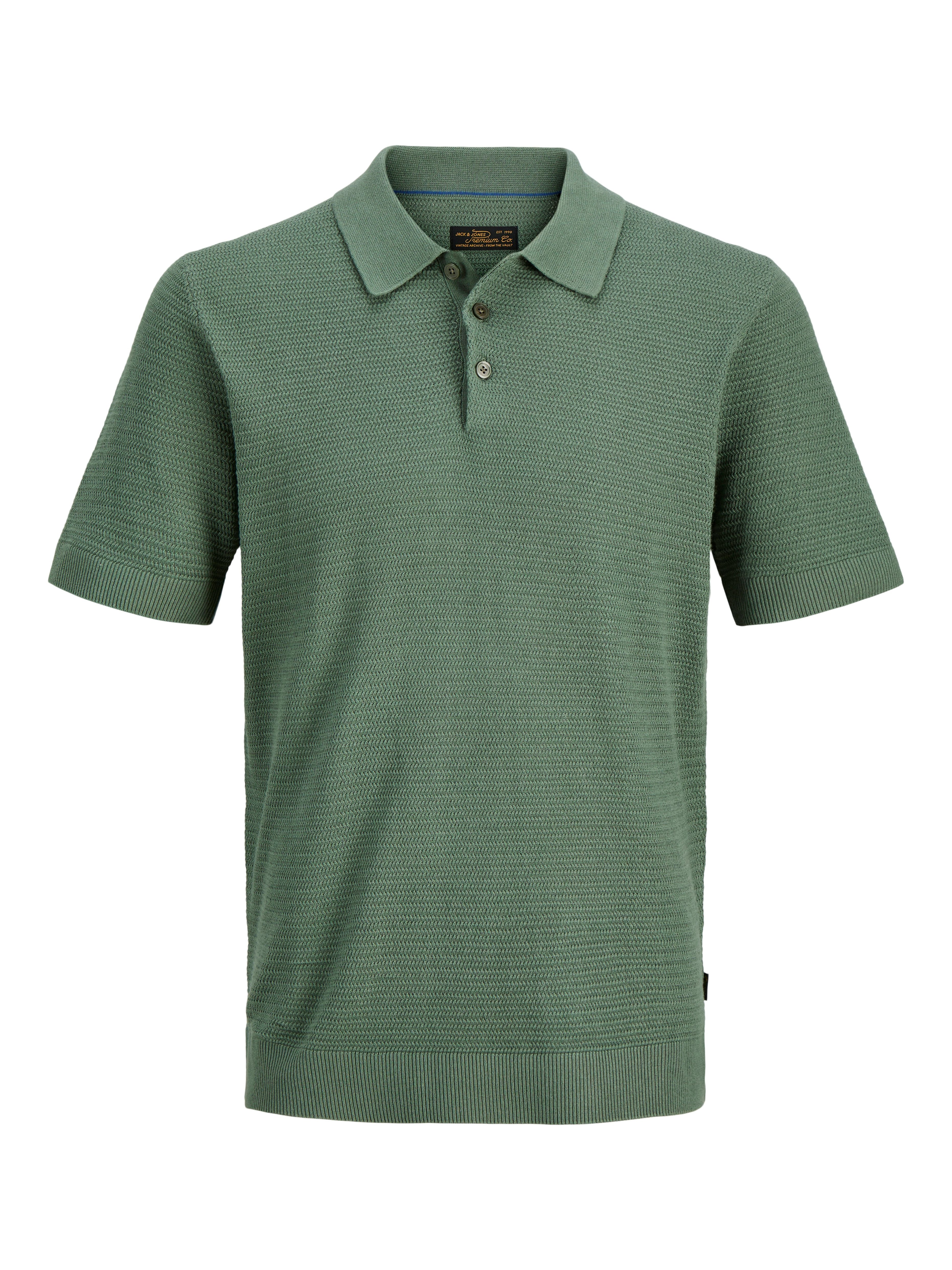 Jack & Jones Polokragenpullover JPRBLURILEY KNIT POLO SS SN Baumwolle, regular fit