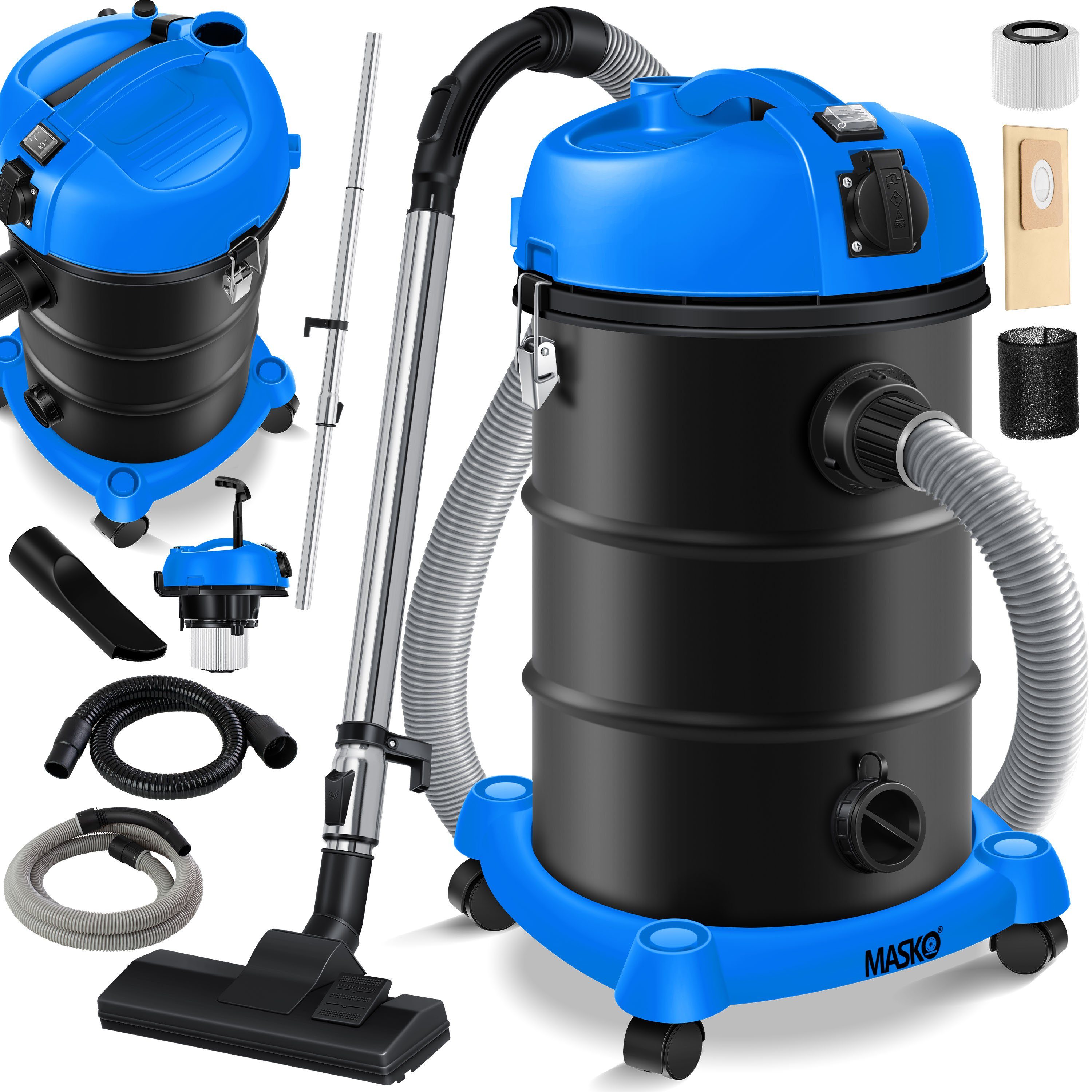 MASKO Industriesauger, 2300 W, 6IN1 Industriestaubsauger Staubsauger Nass Trocken Sauger