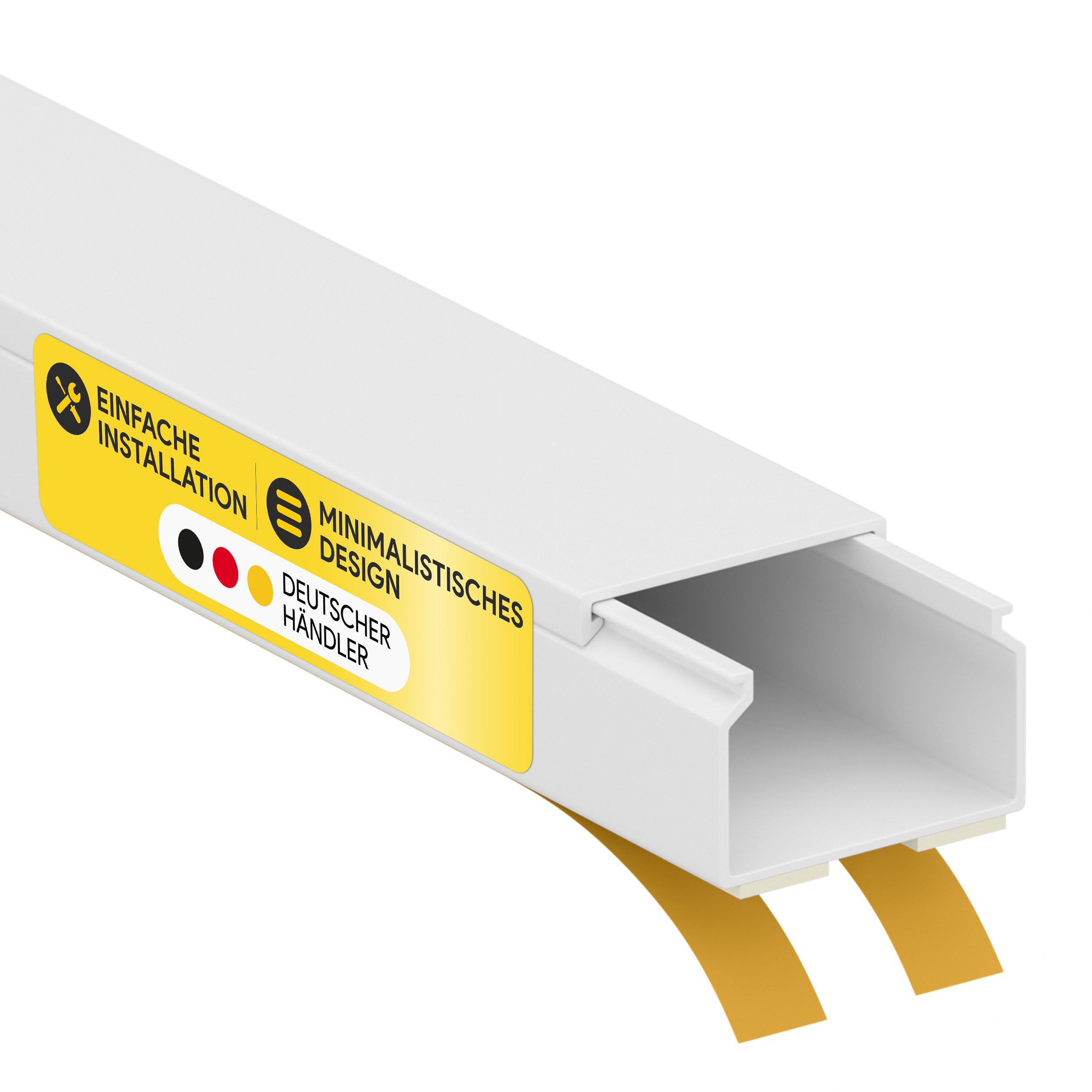 tktrading24 Kabelkanal Kabelleiste aus robustem PVC weiß Selbstklebend 2m - diversen Größen