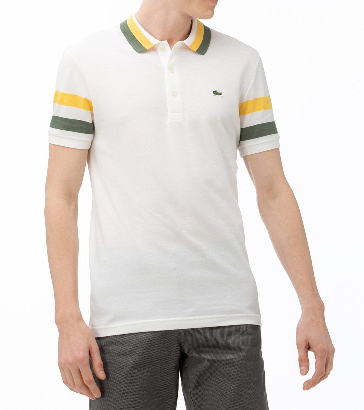 Lacoste Rundhalsshirt »LACOSTE Herren Polo-Shirt Freizeit-Hemd mit  Knopfleiste Polohemd Weiß« online kaufen | OTTO
