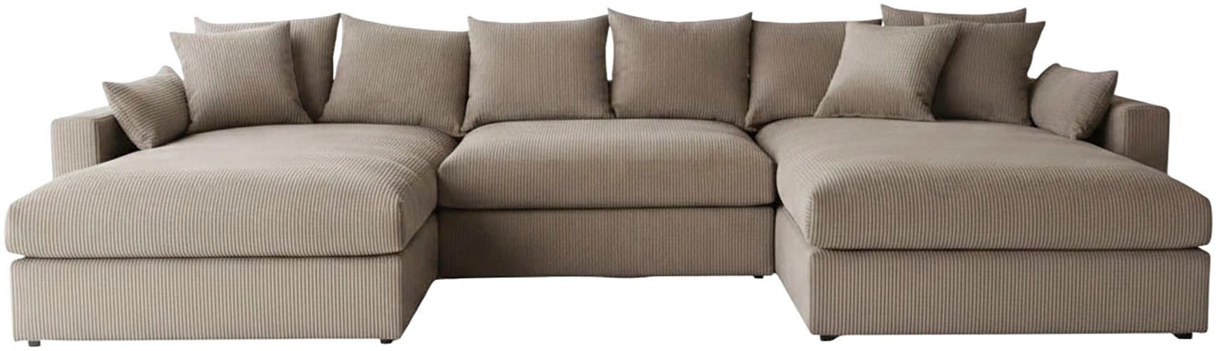 OTTO home Wohnlandschaft Cosy Lounge U-Form, Breite 385 cm, Mega-Sofa mit Cordstoff bezogen, mit Federkern & 5 Zierkissen – Bild 2 von 5