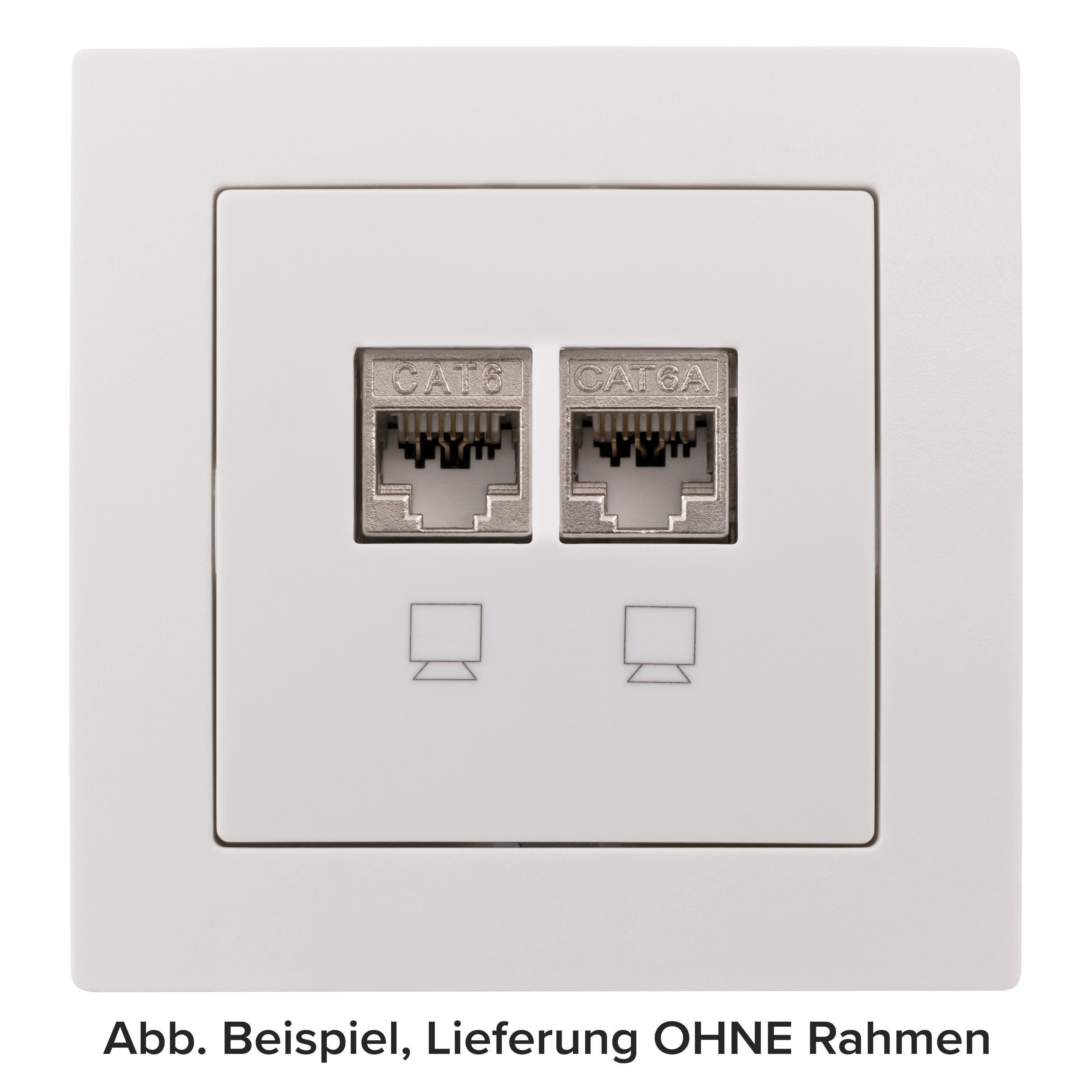 weiß, Netzwerk-Dose, FLAIR, Uunterputz, vollgeschirmt matt, CAT6A, Steckdose McPower