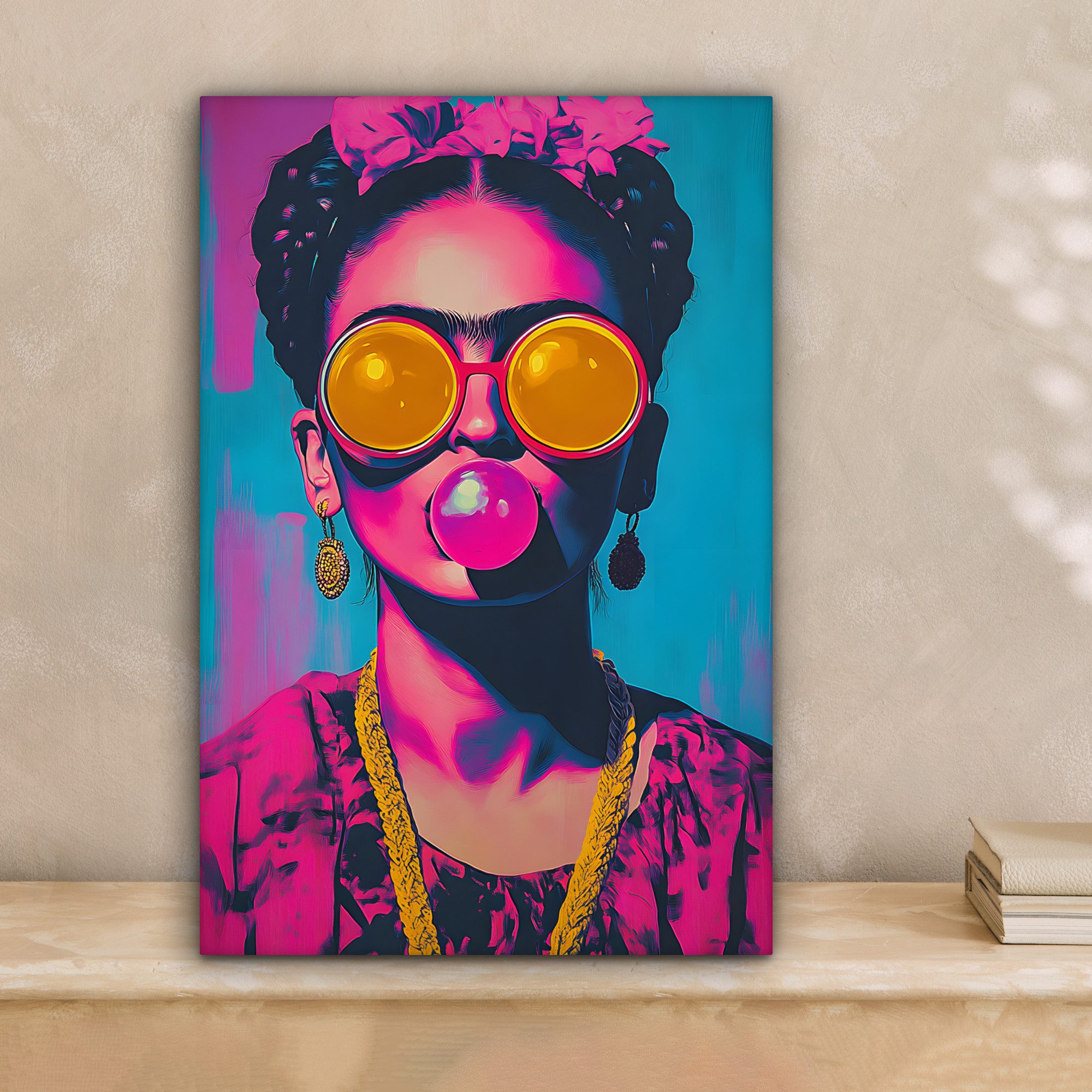 OneMillionCanvasses® Leinwandbild Frau - Kaugummi - günstig online kaufen