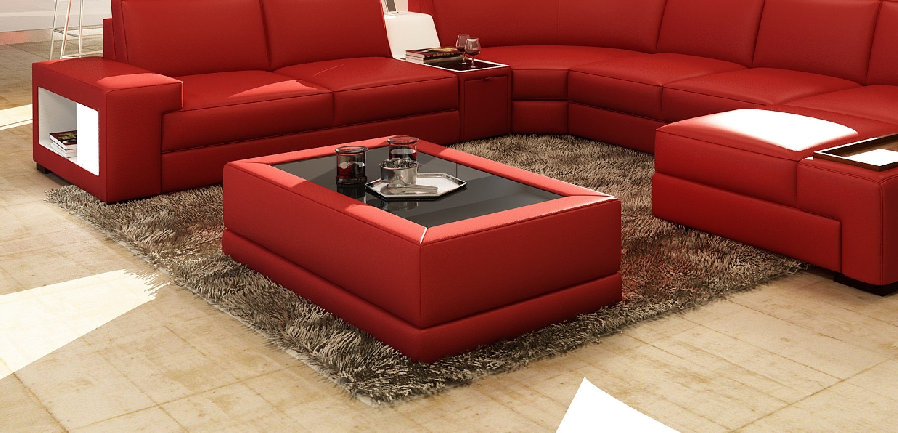 JVmoebel Couchtisch Luxus Couchtische Polser Leder Designer Wohnzimmer Beistelltisch Tisch