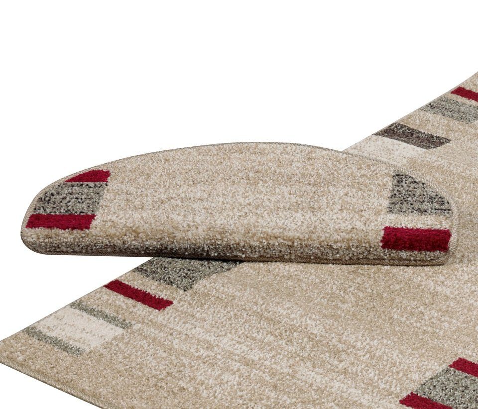 Peyer Syntex Stufenmatte Stufenmatten modern Design, 5 Stück, beige-rot, Rechteckig, Höhe: 3.5 mm, Bordüre uni