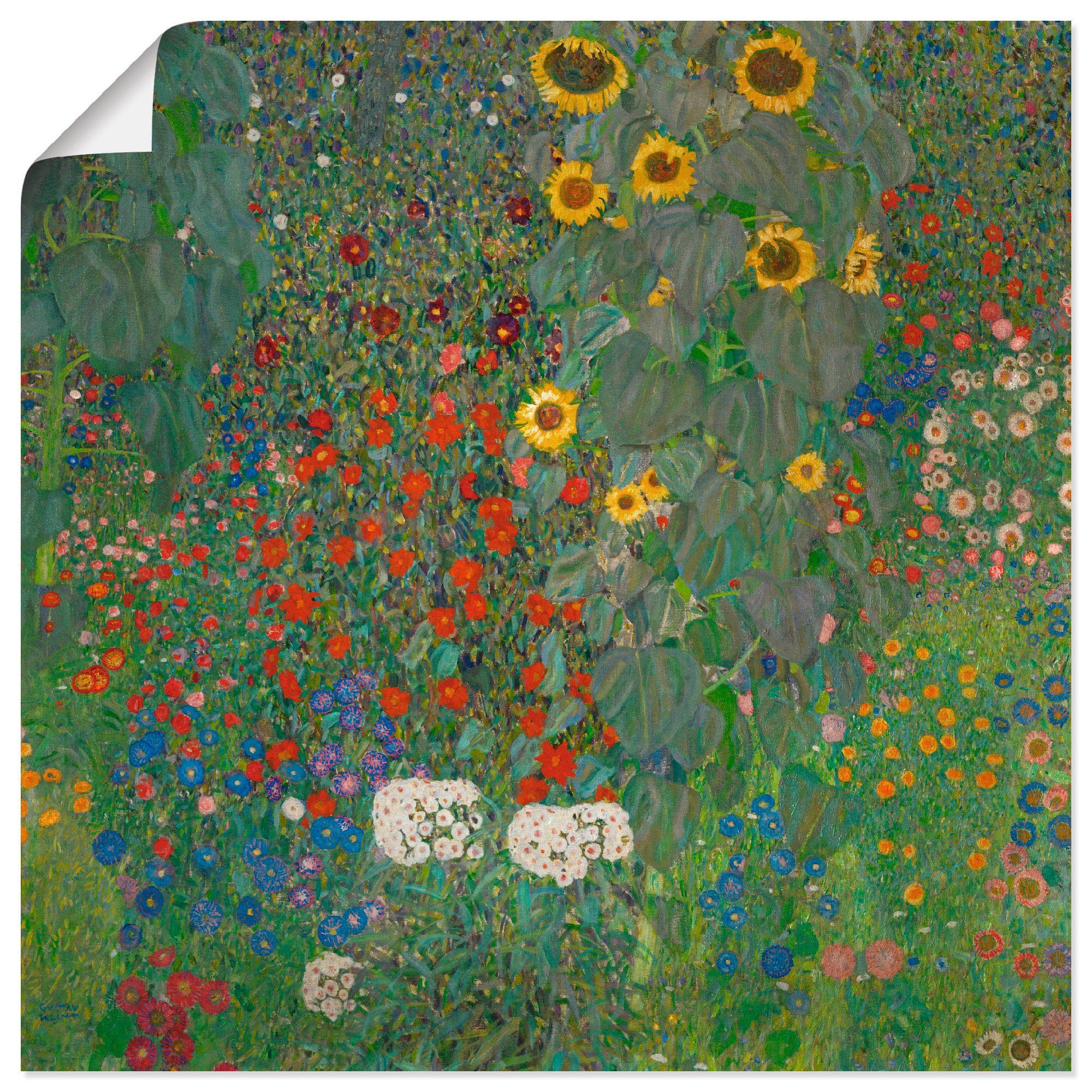 Artland Wandbild Garten mit Sonnenblumen, Blumenwiese (1 St), als Leinwandbild, Wandaufkleber oder Poster in versch. Größen