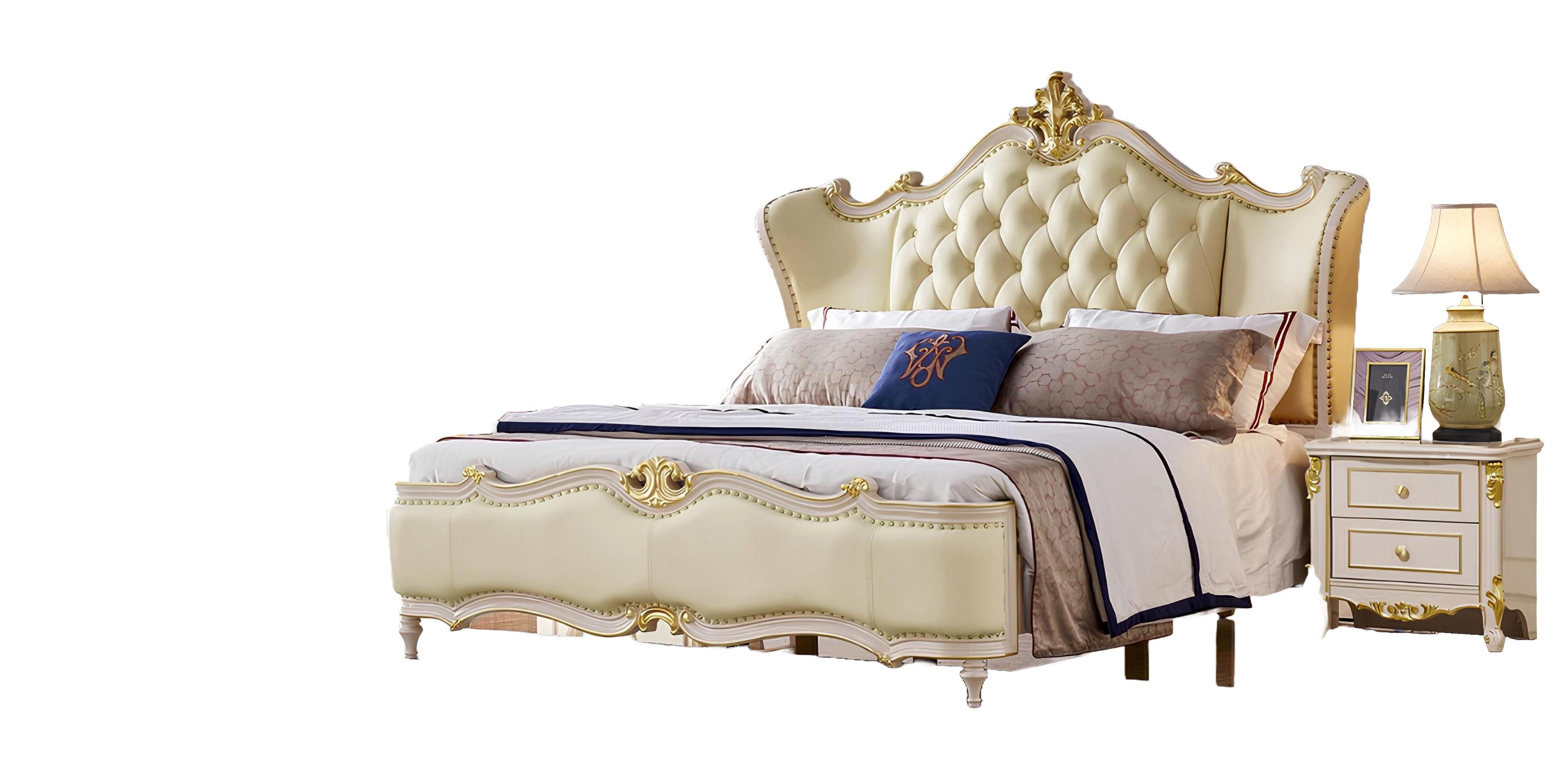 Xlmoebel Bett Echtholz Doppelbett mit Chesterfield-Polsterung in edlem Design (Bett, Bett), Hergestellt in Europa