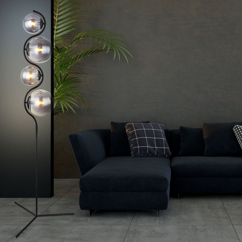 Globo Stehlampe inklusive, Leuchtmittel Standleuchte Metall Stehlampe, 4-Flammig Wohnzimmerleuchte Glas nicht