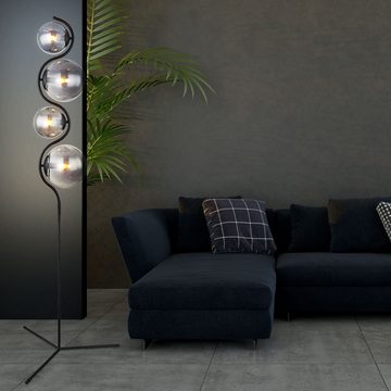 Globo Stehlampe, Leuchtmittel nicht inklusive, Stehlampe Standleuchte Wohnzimmerleuchte 4-Flammig Metall Glas
