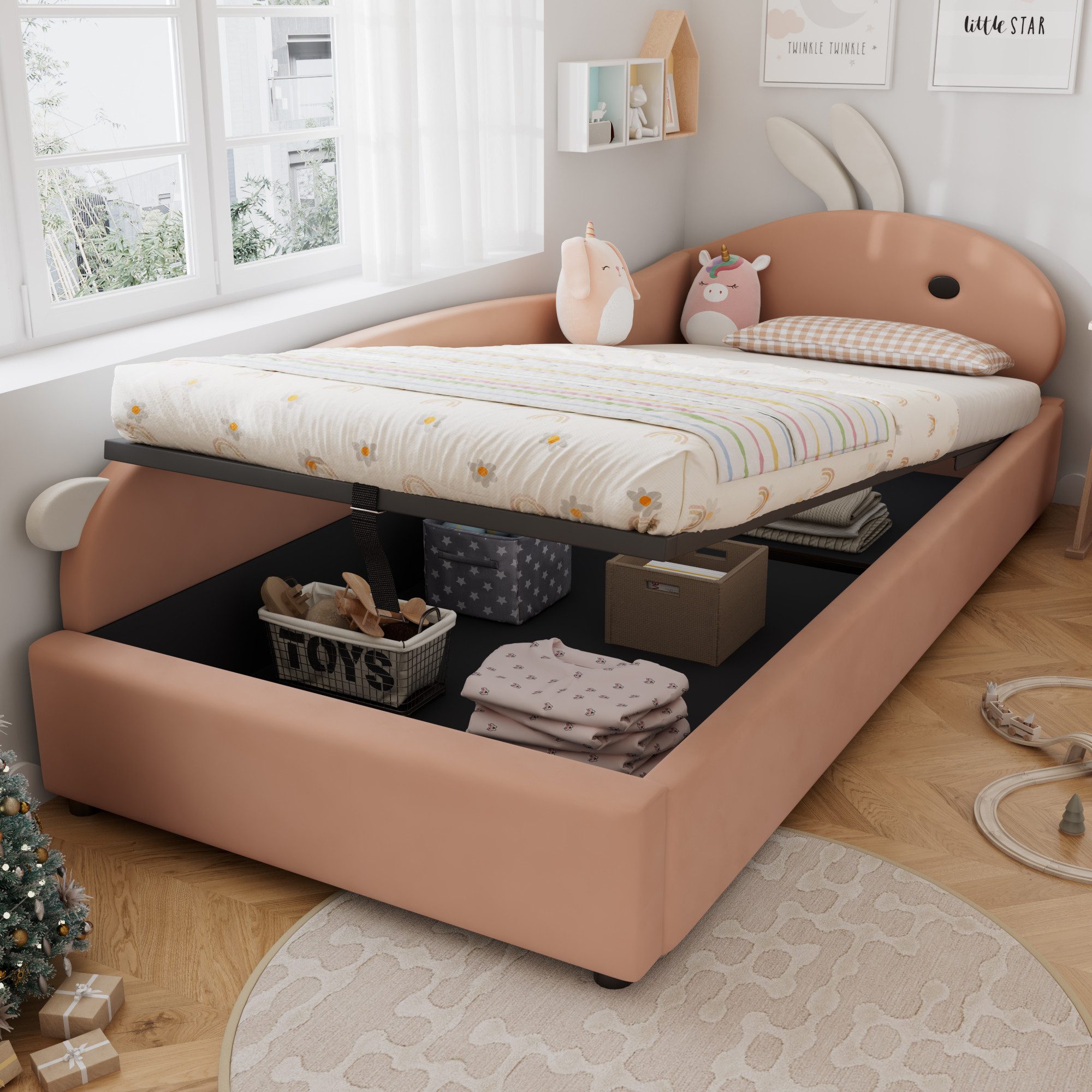 MODFU Schlafsofa mit Häschen-Kopfteil & Schutzzaun, günstig online kaufen