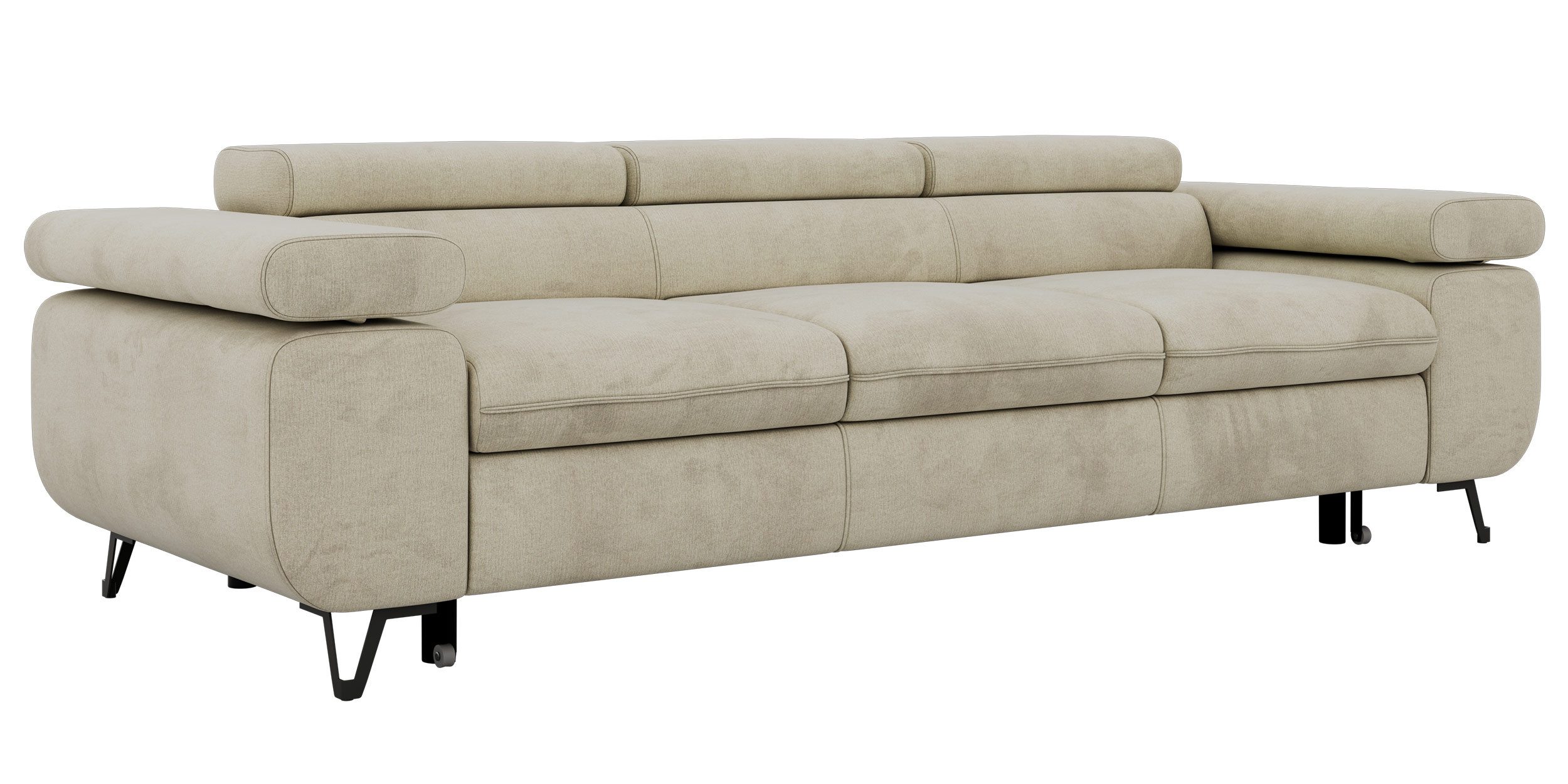 MKS MÖBEL Sofa PETER, 3-Sitzer Sofa, Sofa mit verstellbarer Rückenlehne, Schlaffunktion