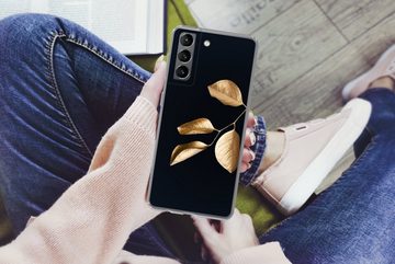 MuchoWow Handyhülle Blätter - Zweig - Gold - Luxus, Phone Case, Handyhülle Samsung Galaxy S21, Silikon, Schutzhülle