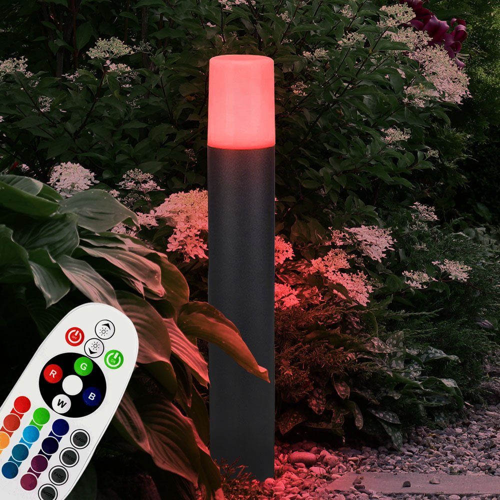 Steh Warmweiß, LED Sockel Leuchtmittel FERNBEDIENUNG Garten etc-shop Farbwechsler Farbwechsel, inklusive, schwarz Außen-Stehlampe, matt Außen Lampe