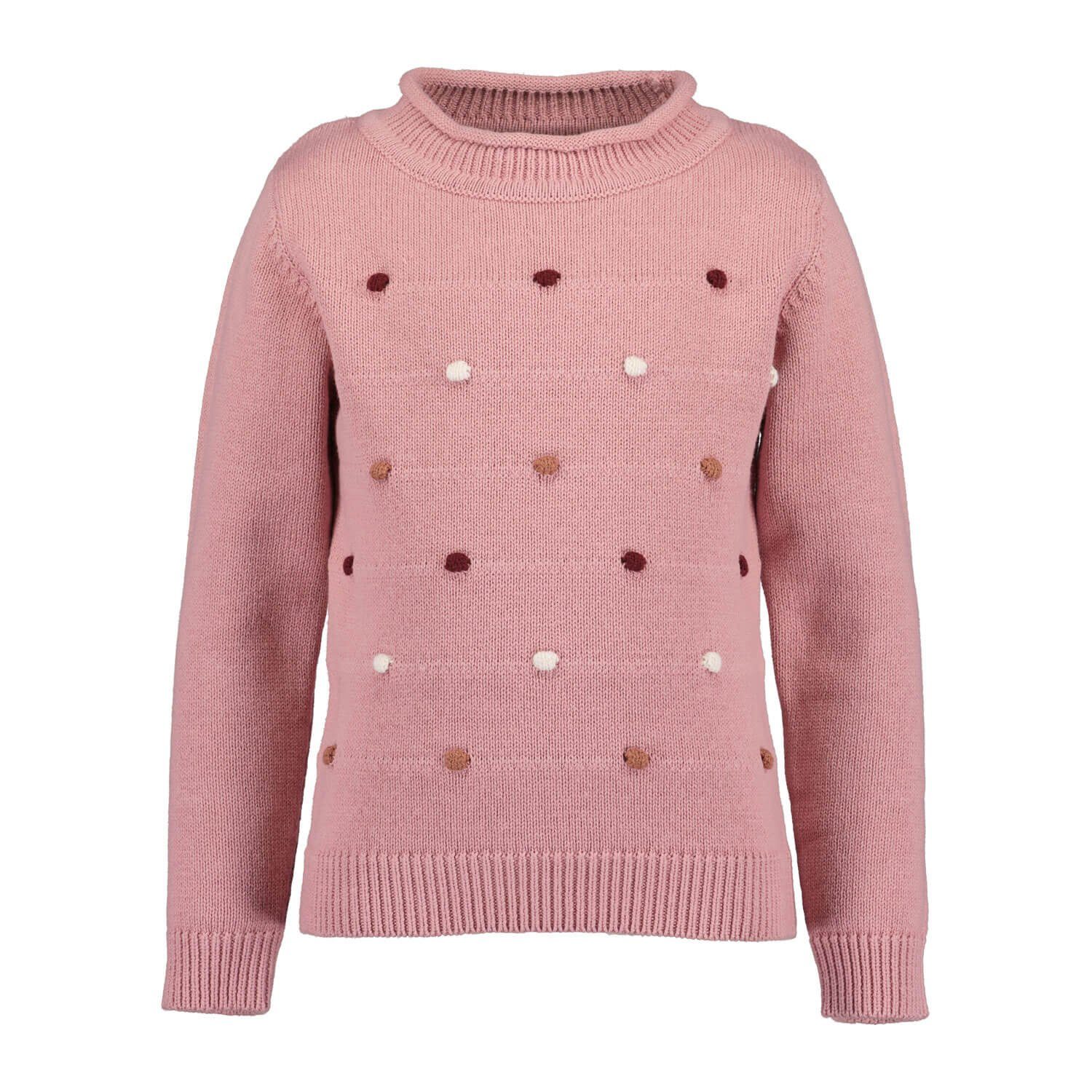 Blue Seven Rundhalspullover Mädchen Pullover mit gestrickten Punkten und Rollkanten-Ausschnitt rosa