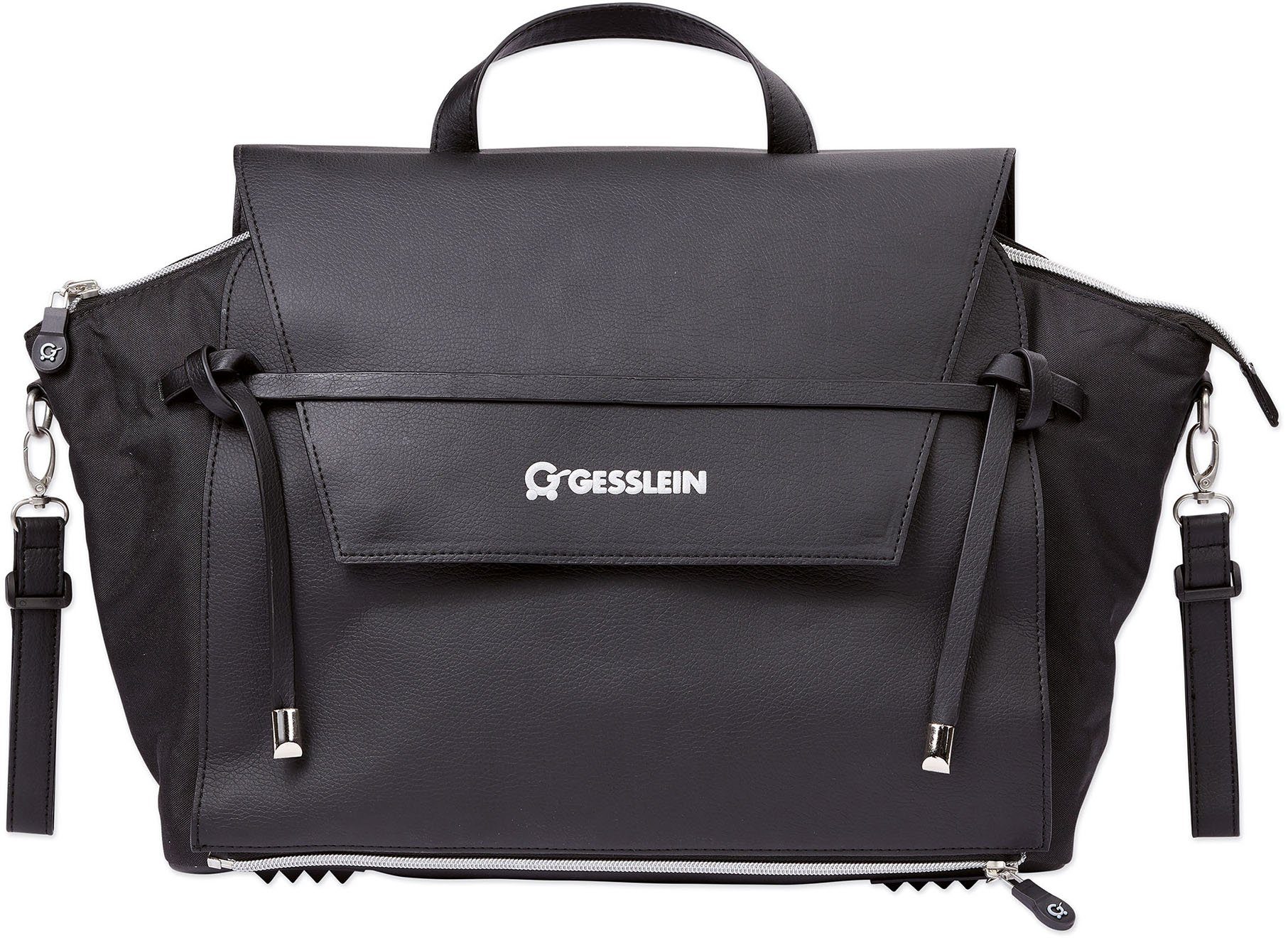 Gesslein Wickeltasche N°4, schwarz, mit Wickelauflage und Flaschenhalter, Made in Germany