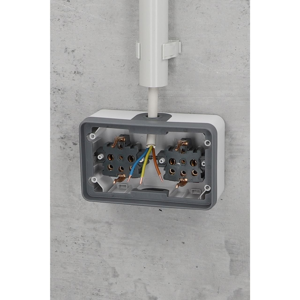 UNITEC Aufputz-Steckdose Unitec Steckdose 2-fach Feuchtraum Mini