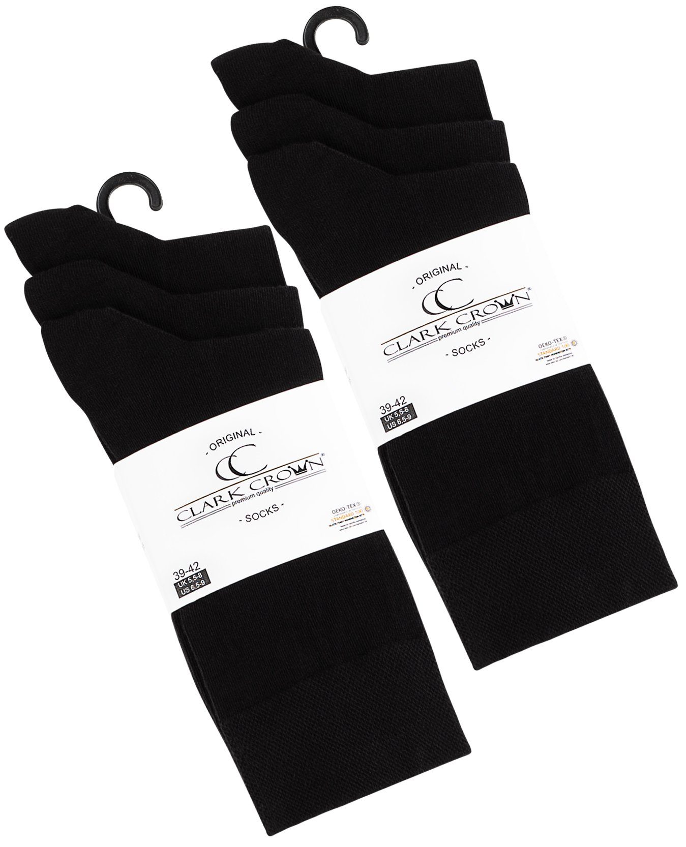 Clark Schwarz Crown® angenehmer in Socken (6-Paar) Baumwollqualität