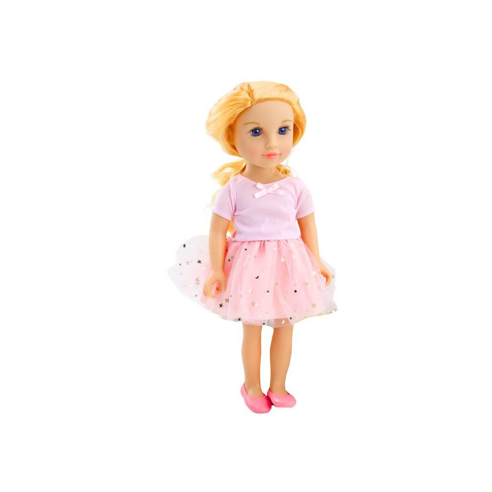 LEAN TOYS Anziehpuppe Modepuppe Frisierpuppe Spielgefährtin (Spar-Set, 1-tlg., 44 x 18 x 10 cm elegant), 44 cm, Tüllkleid, frisierbares Haar, Schuhe