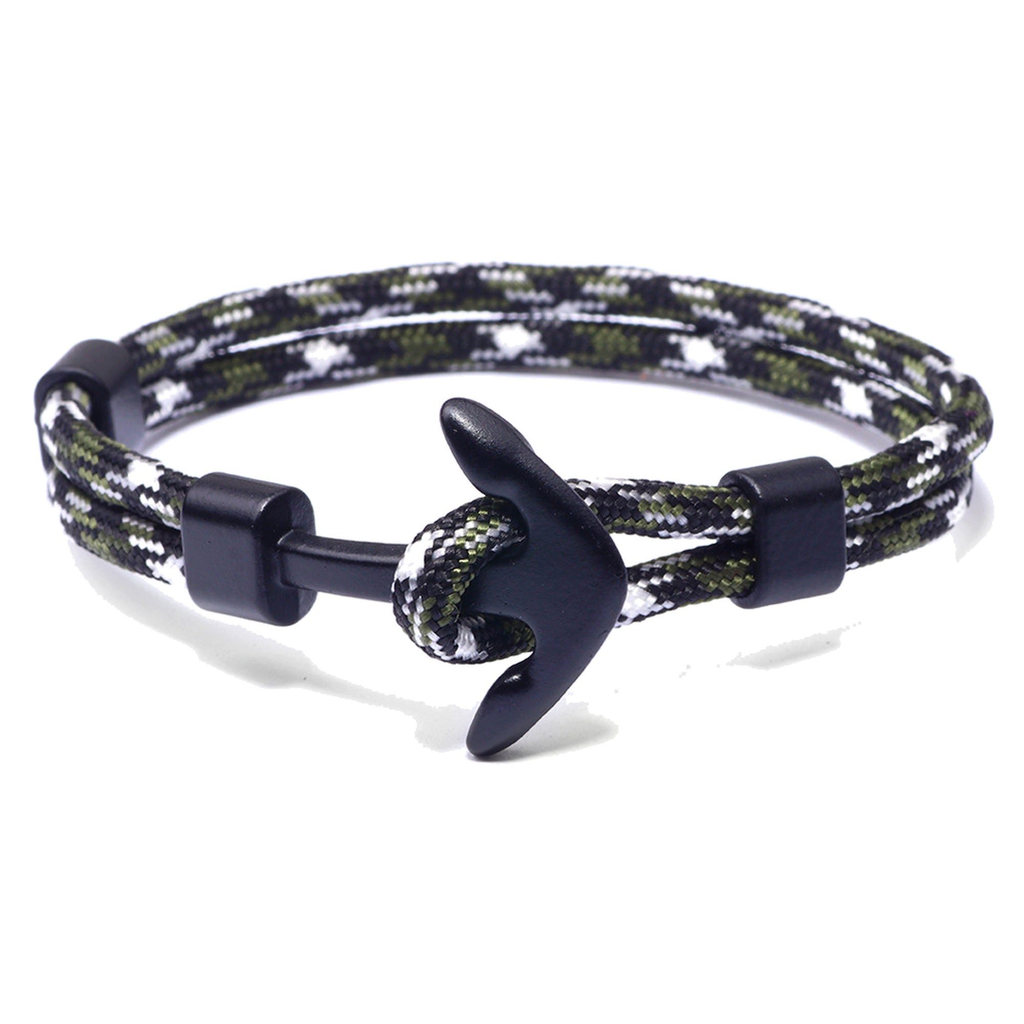 Lebensquelle Plus Armband Segeltau-Armband mit Anker — Grün gemustert