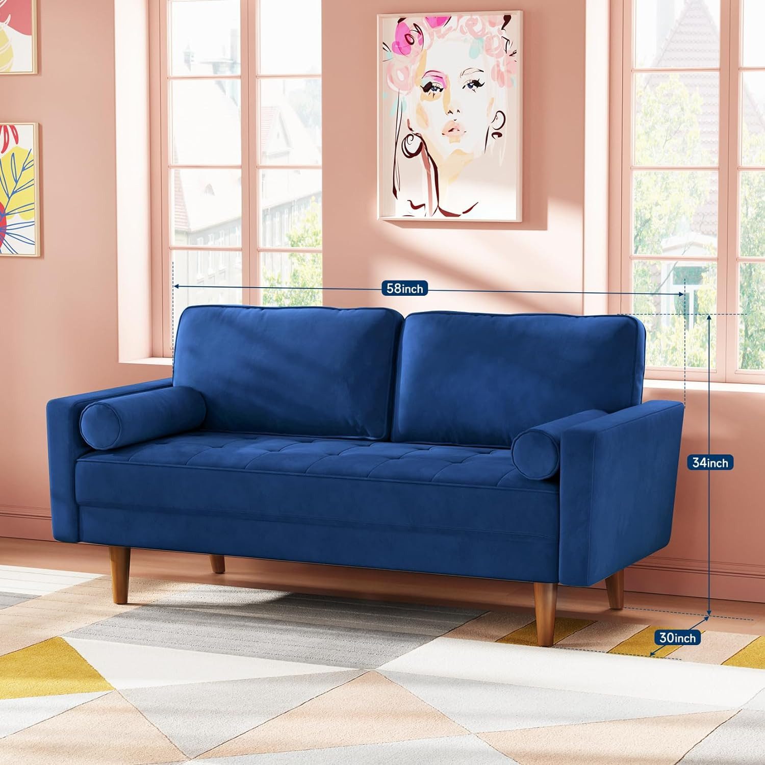 ToteBox 3-Sitzer Massivholzsofa mit Samtbezug, abnehmbarer günstig online kaufen