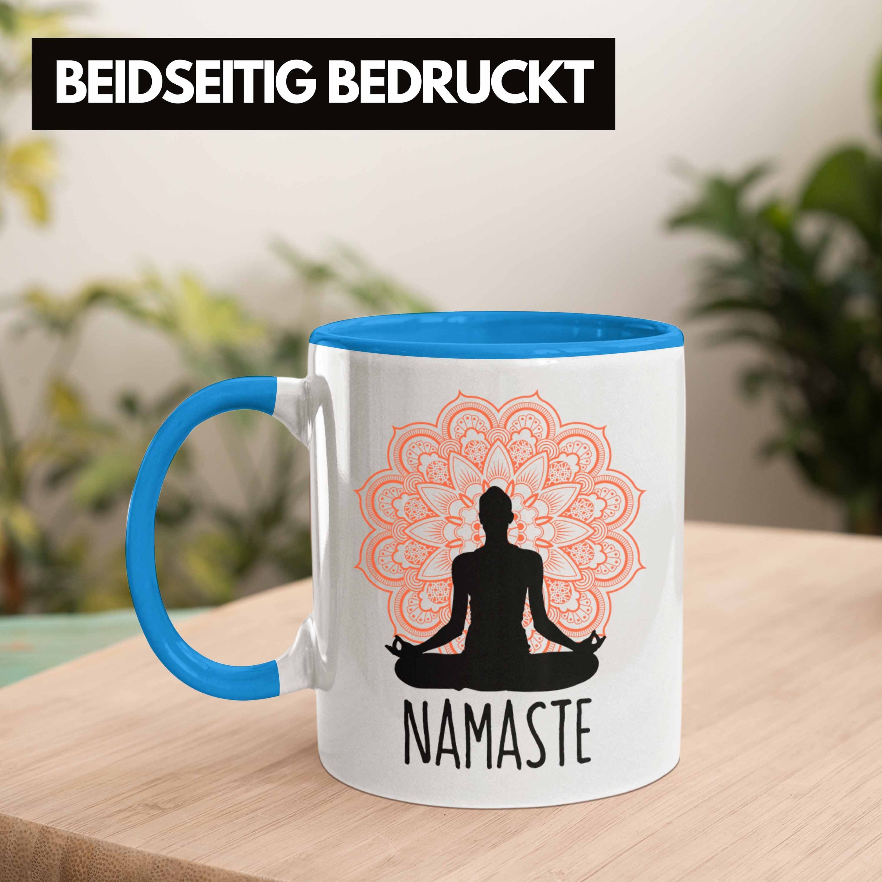 Trendation Inspirierendes Nama Meditations-Tasse Tasse Meditationliebhaber Geschenk Blau für