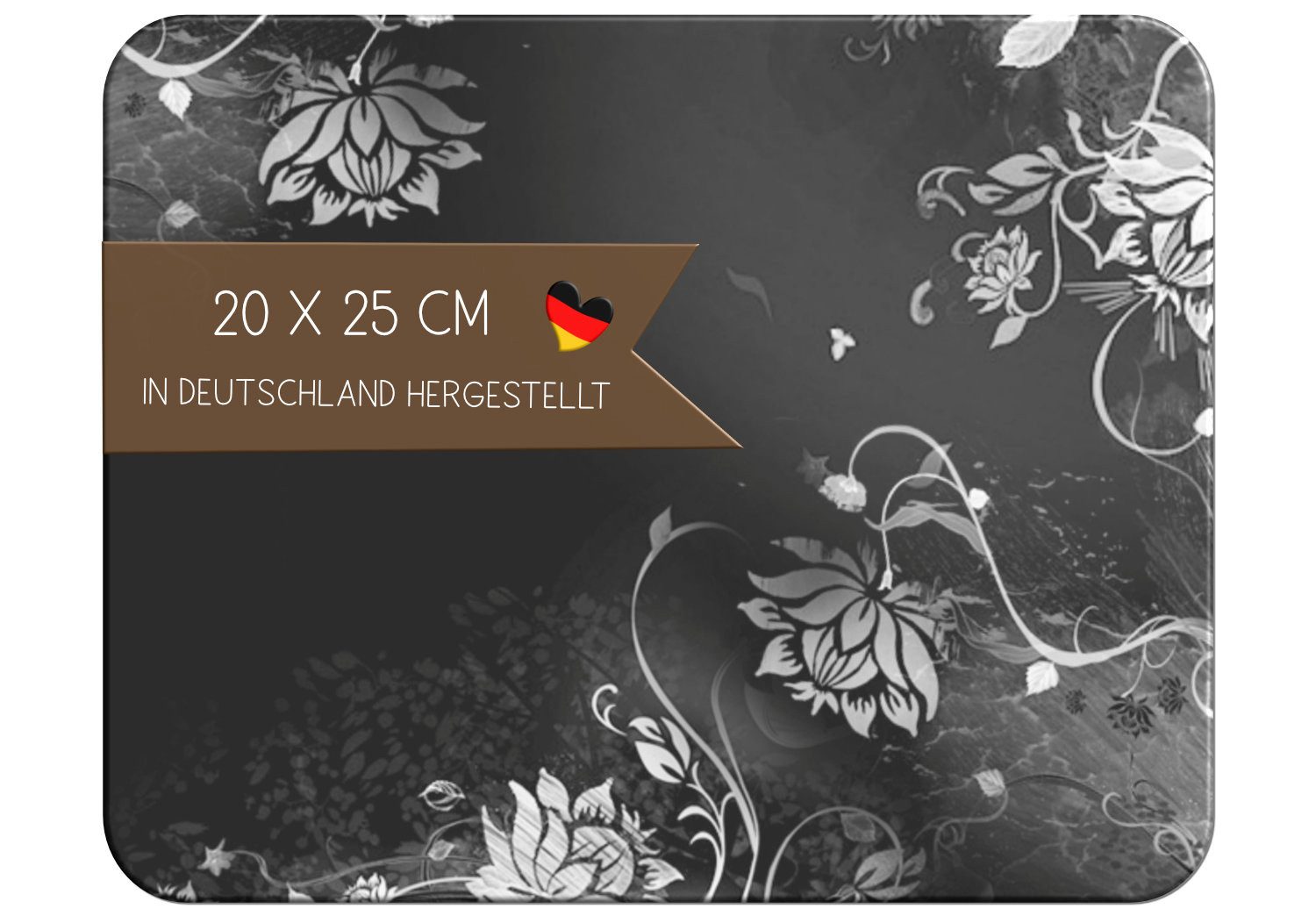 CreaDesign Frühstücksbrett Kinder Blumen Schwarz Brettchen, Kunststoff, 20x25 cm, Kunststoff, (1-St)