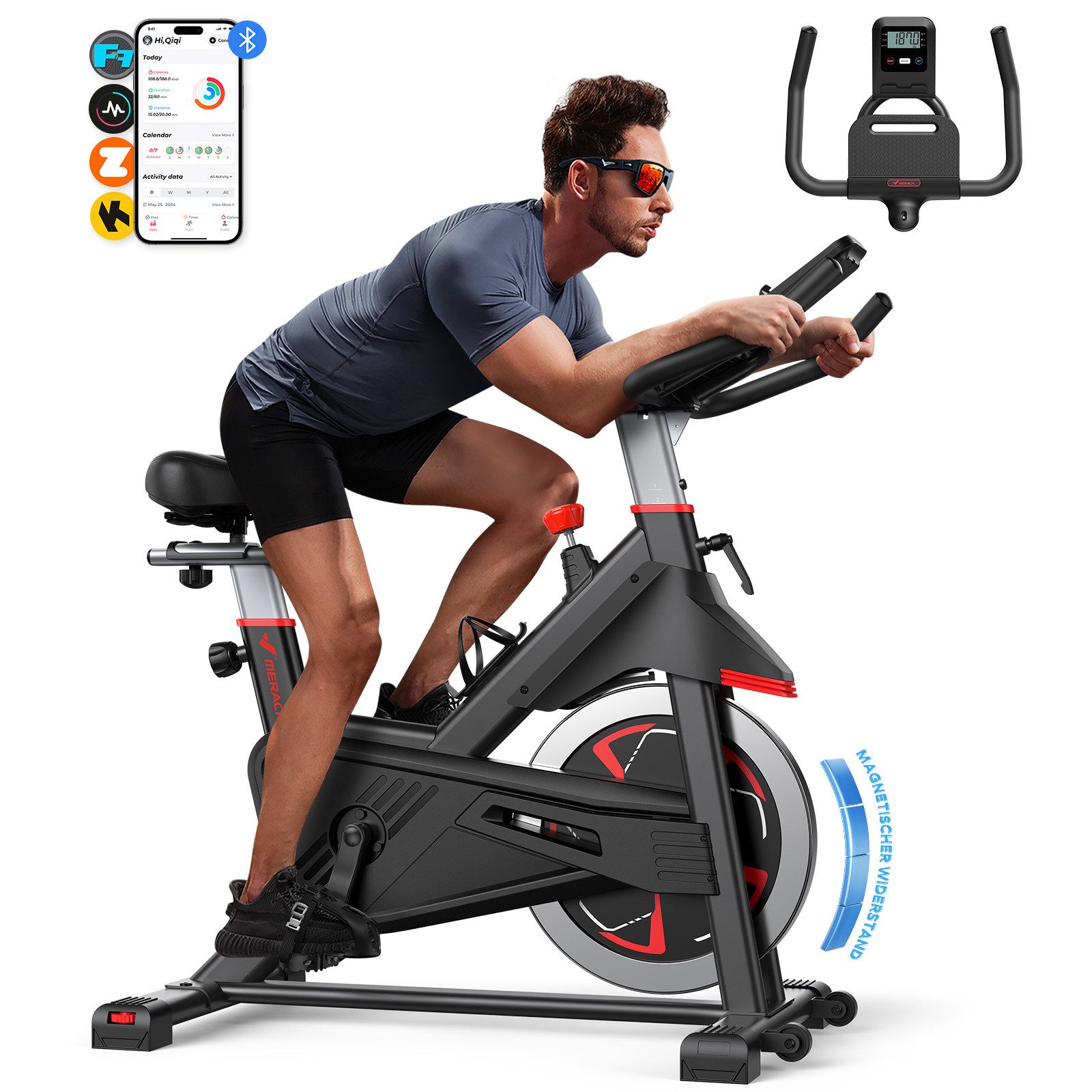 Heimtrainer 2025 neu Heimtrainer Fahrrad mit magnetischem Widerstand mit APP