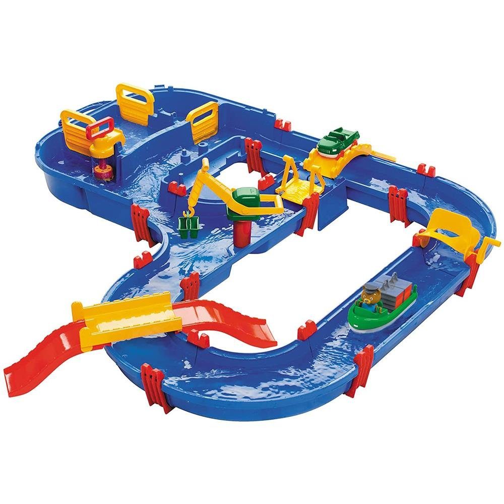 Aquaplay Wasserspieltisch MegaBridge, Wasserstraße mit Schleuse, Kran, Brücke und Boot