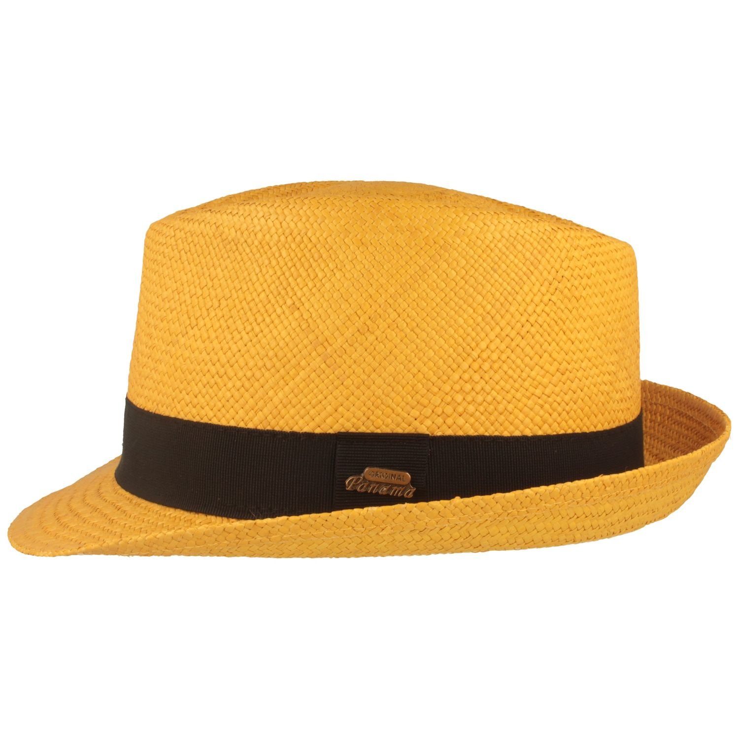 Breiter Strohhut original Panama Hut mit 50+ gelb Trilby UV-Schutz