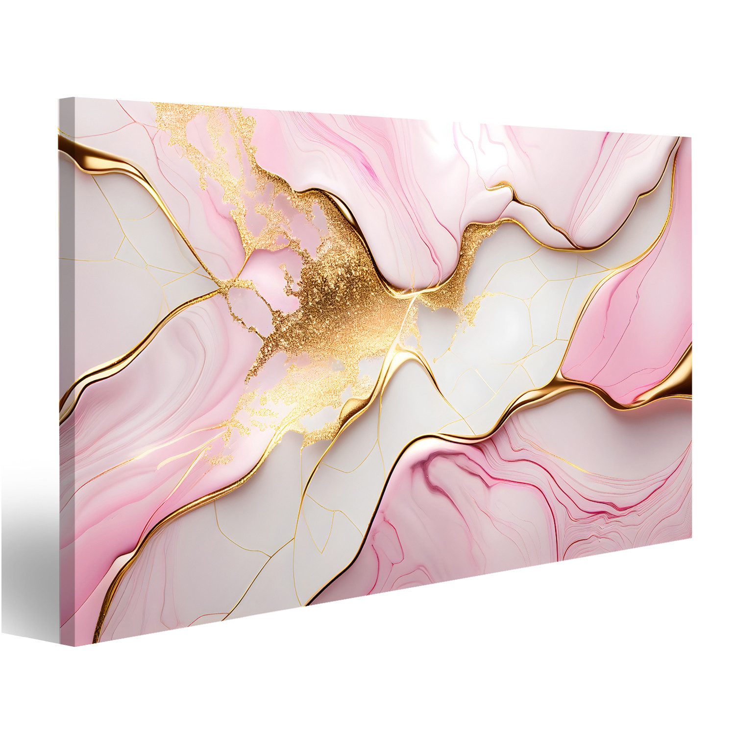 islandburner Leinwandbild Rosa Gold Marmor Abstrakter günstig online kaufen