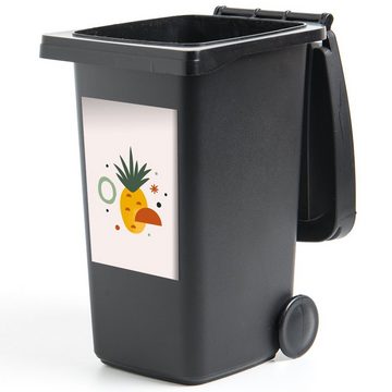 MuchoWow Wandsticker Ananas - Obst - Einfach (1 St), Mülleimer-aufkleber, Mülltonne, Sticker, Container, Abfalbehälter
