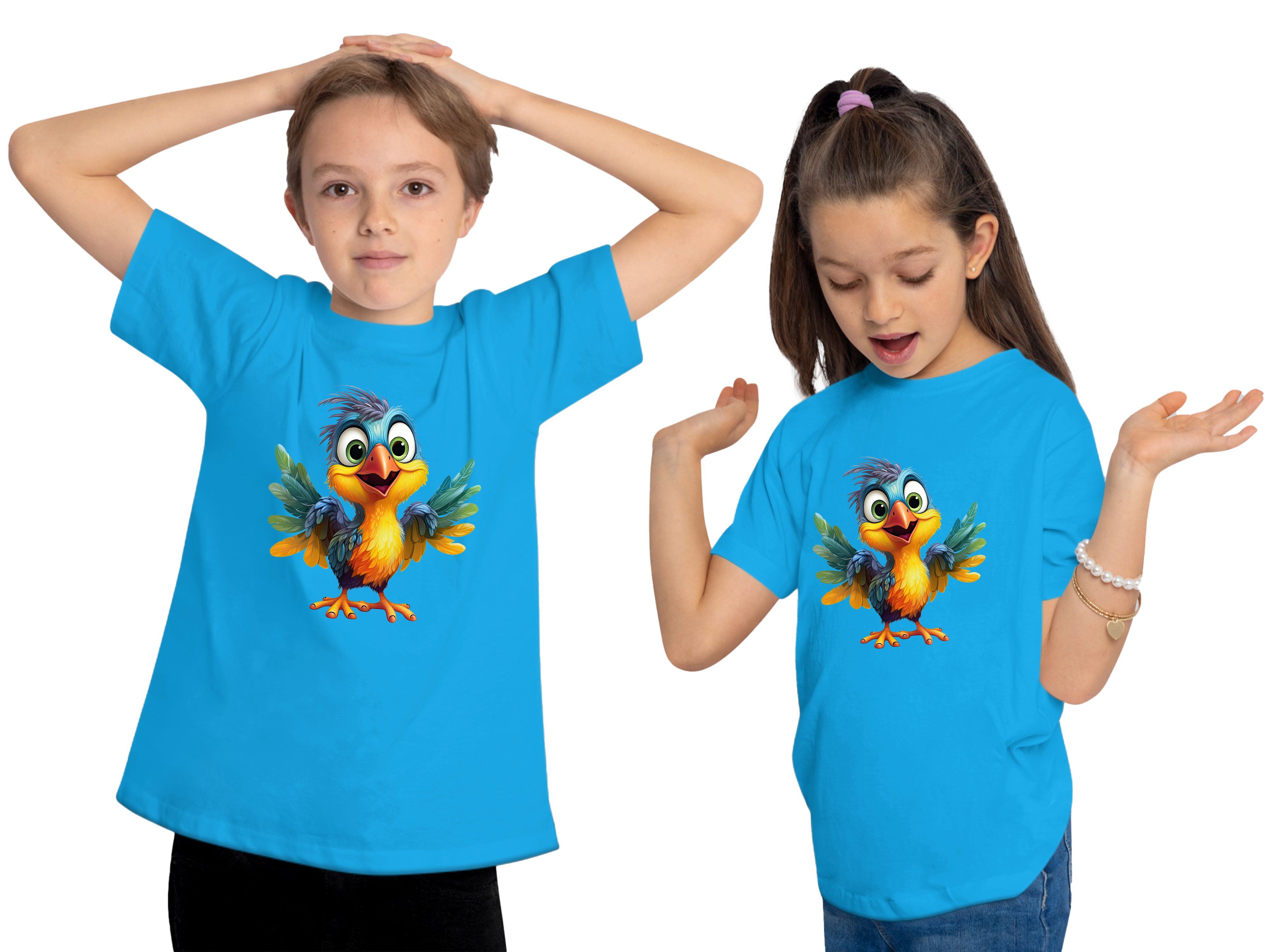 MyDesign24 T-Shirt Kinder Wildtier Print Shirt bedruckt - Baby Vogel Kurzarm T-Shirt mit Wildtier Aufdruck i271