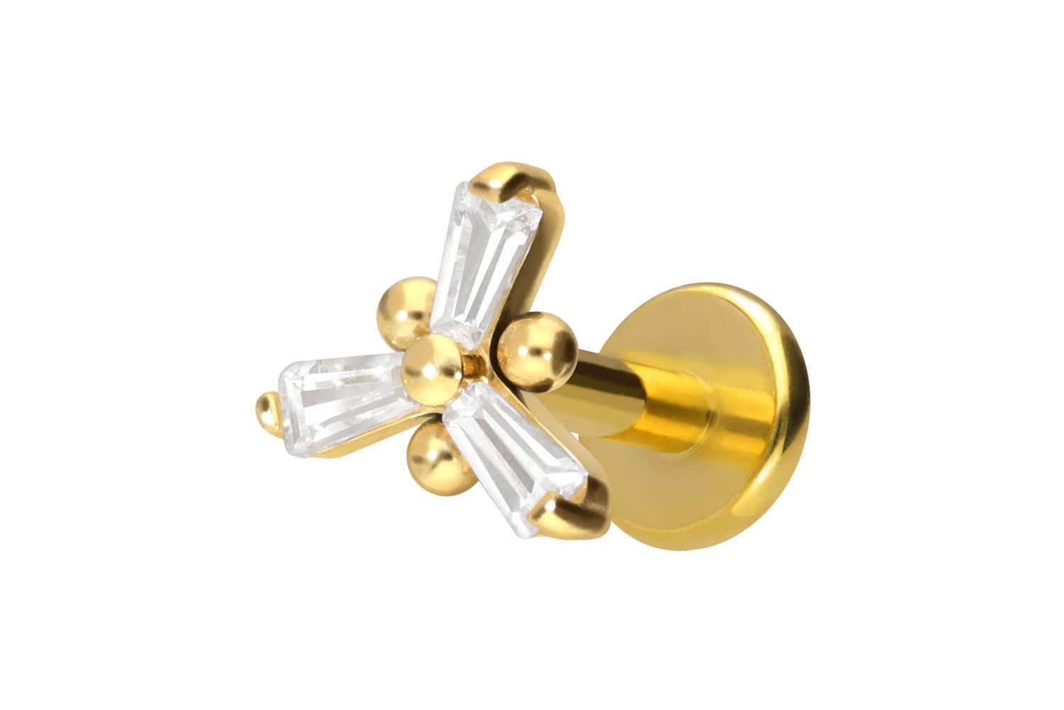 Piercing-Set Titan Labret mit Innengewinde KRISTALLBLUME