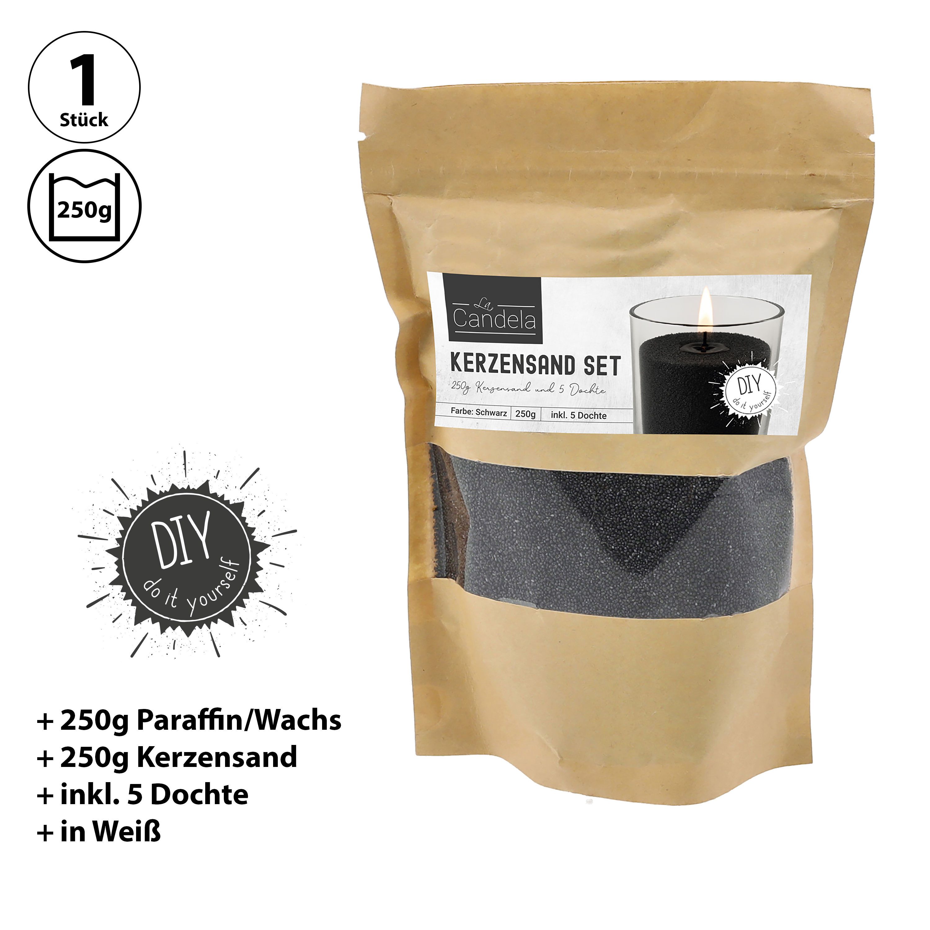 CEPEWA Formkerze DIY Kerzensand 5 Dochte 250gr schwarz Paraffinwachs Sandgr günstig online kaufen