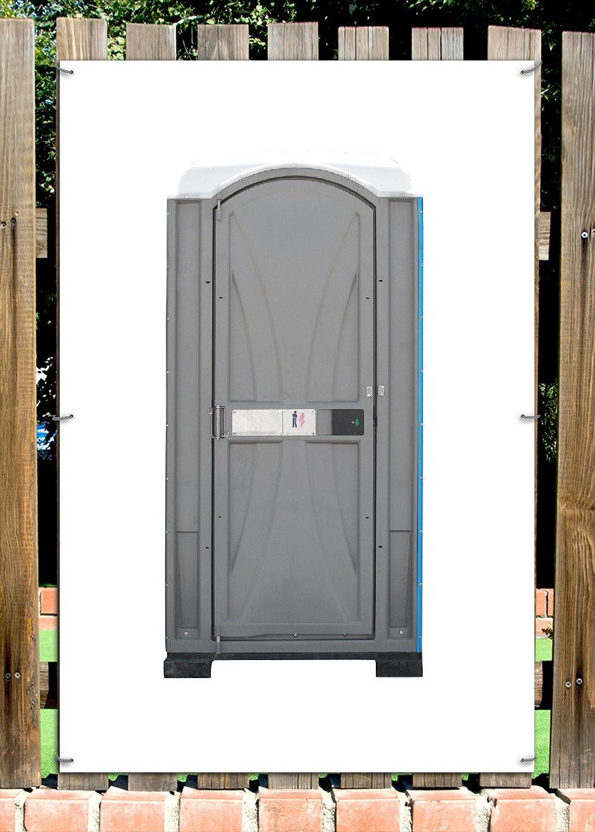 Wallario Sichtschutzzaunmatten Tragbares Klo - Toilette in schickem grau