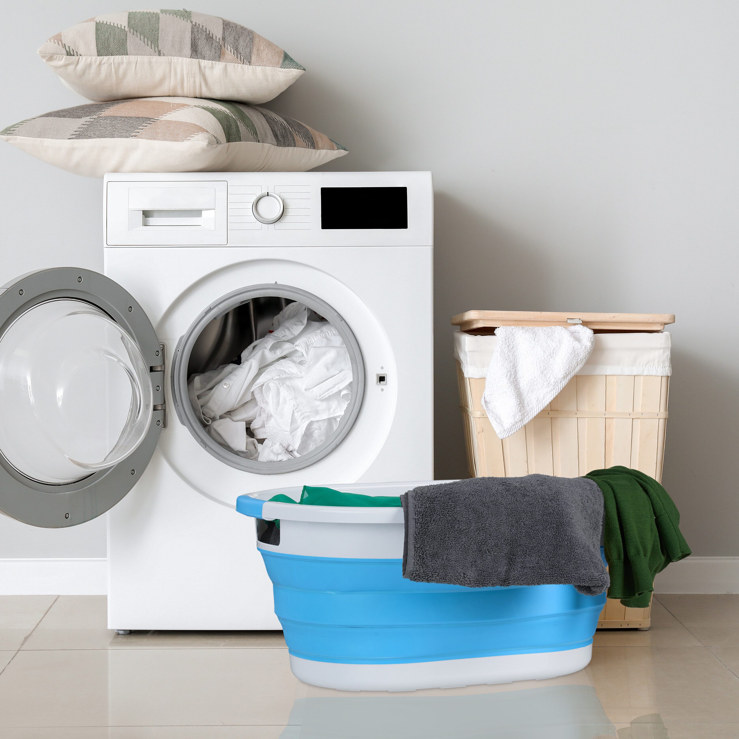 relaxdays Wäschekorb Faltbarer Wäschekorb 36 Liter (1 St), blau günstig online kaufen