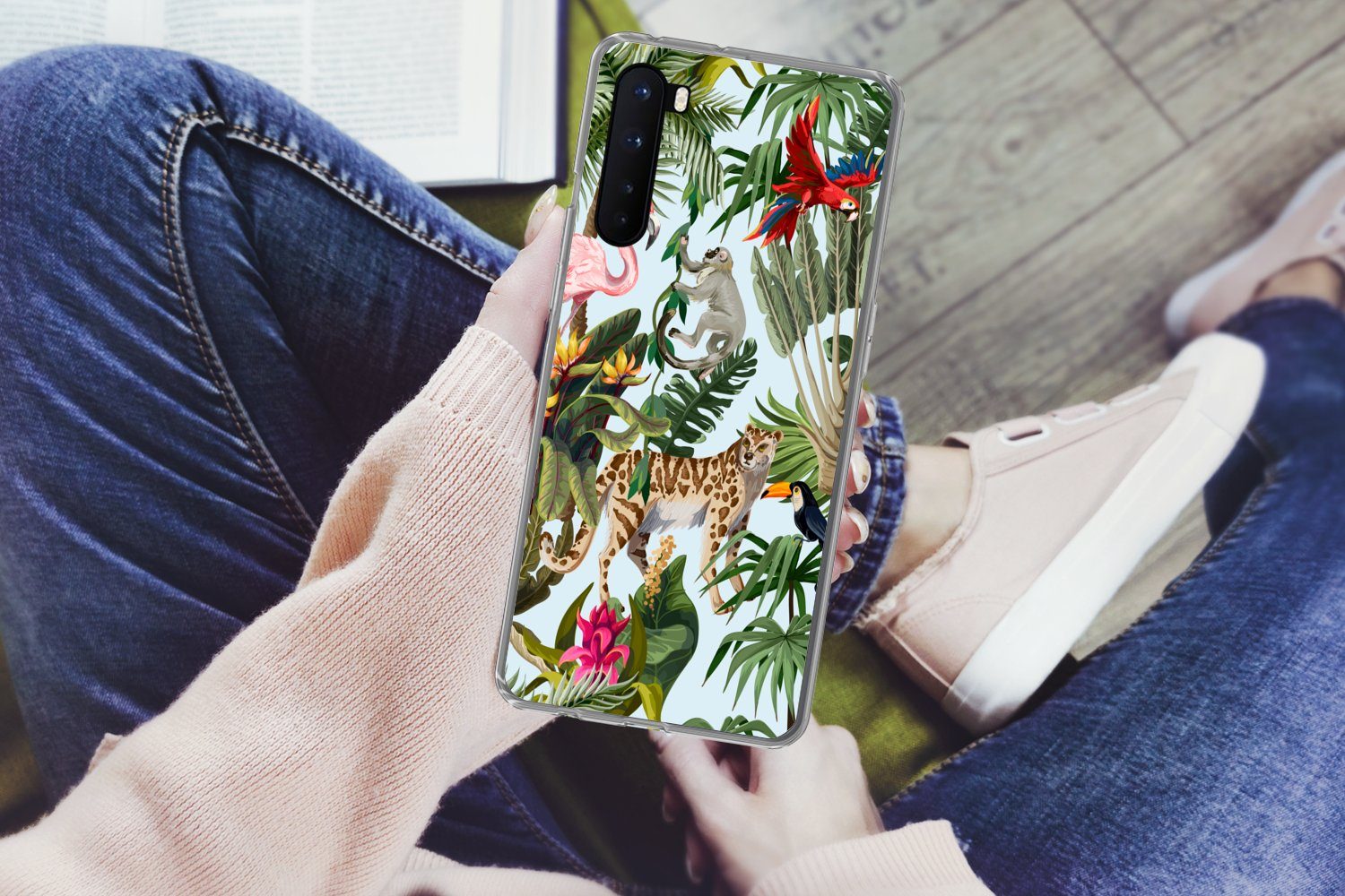 MuchoWow Handyhülle für OnePlus Nord Dschungel - Tiere - Mädchen - Kinder - Jungen - Flami, Phone Case, Silikon, Schutzhülle Dünn