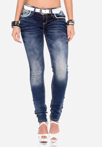 Cipo & Baxx Slim-fit-Jeans mit bestickten Taschen in Slim Fit