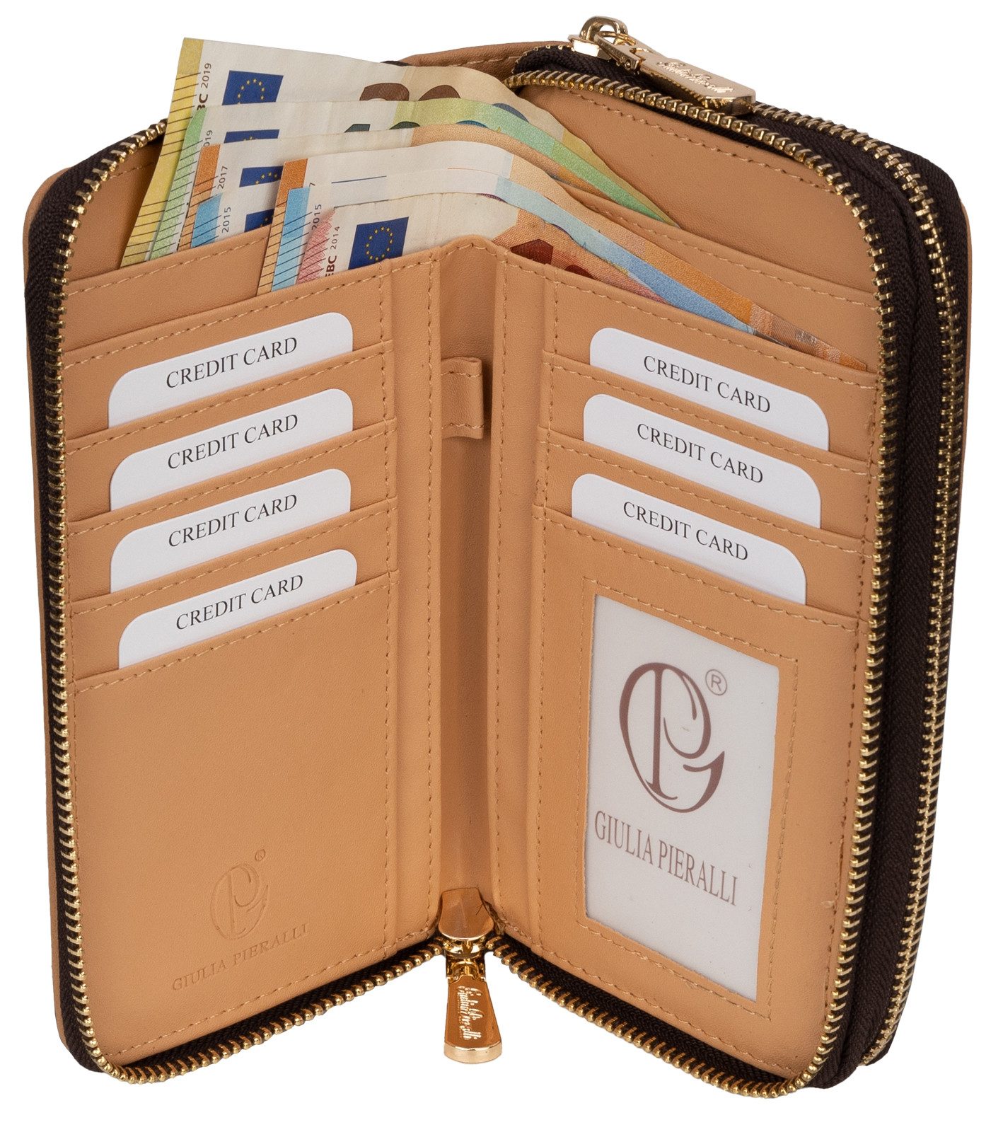 Giulia Pieralli Geldbörse Giulia Pieralli Damen Geldbörse Geldbeutel Brieftasche Portmonee XXL, Damen Geldbörse klappbar mit Reißverschluss Portemonnaie Geldbeutel
