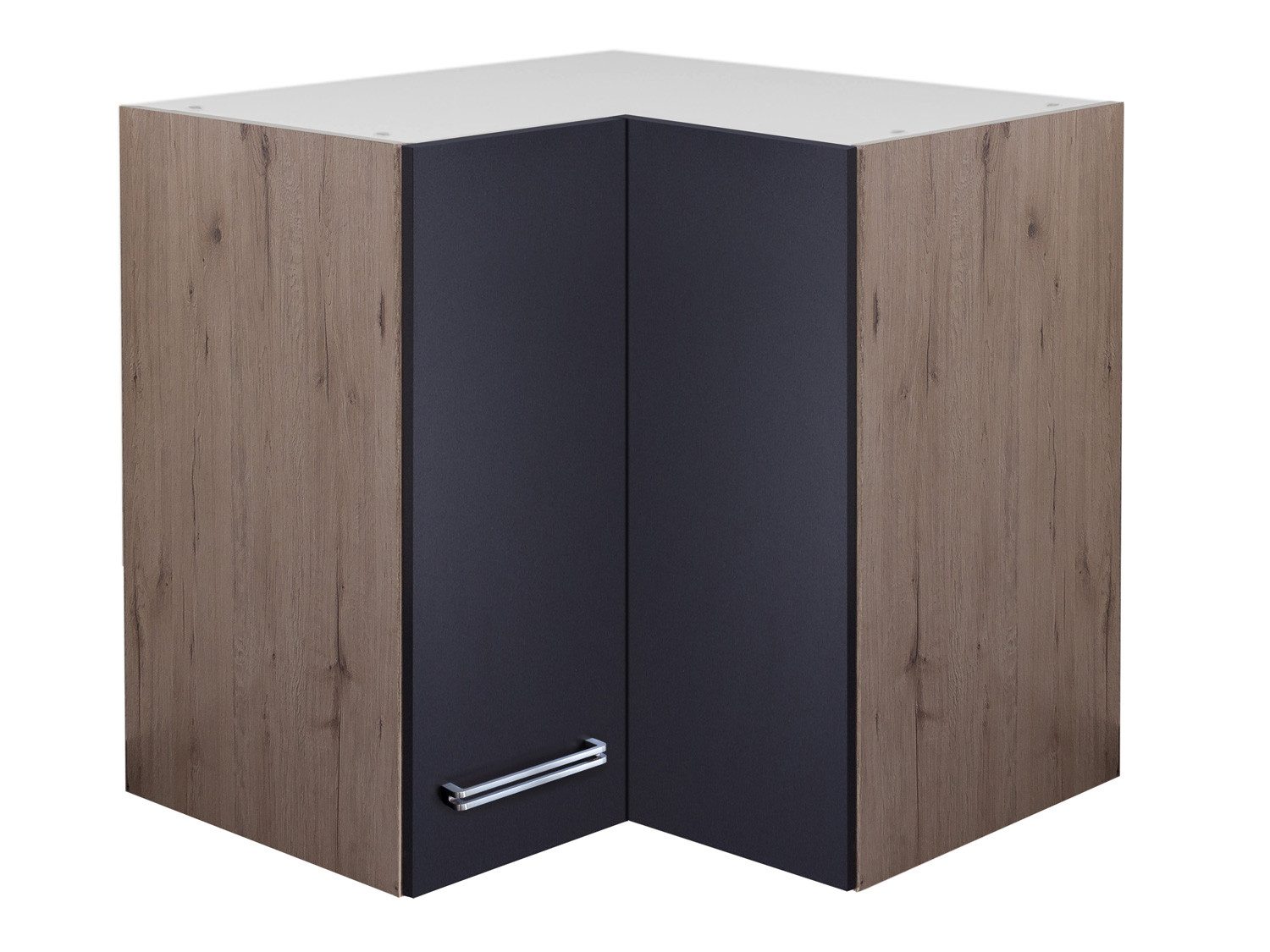 Flex-Well Eckhängeschrank Eckhängeschrank Küche - 60 cm breit - Anthrazit San Remo Eiche – Lino