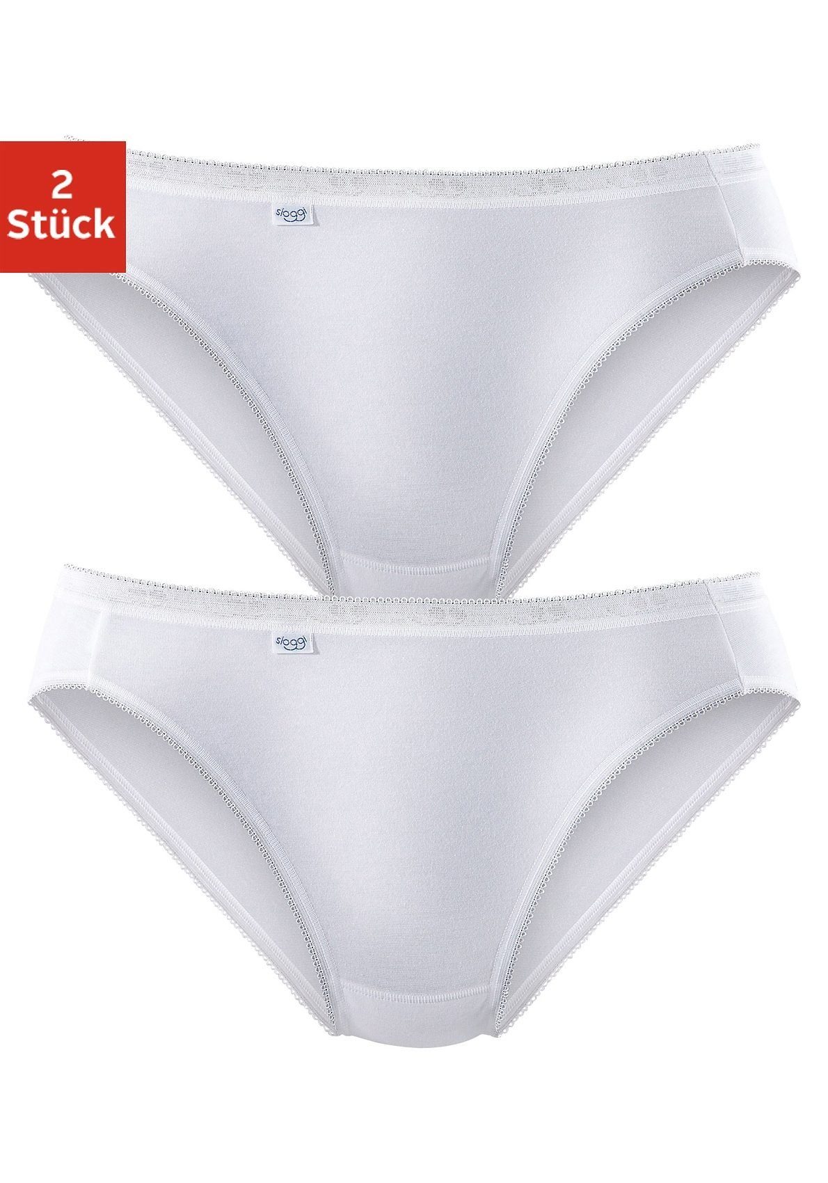 Sloggi Jazz-Pants Mäusezähnchenkante (Packung, 2xweiss mit elastischer Slips 2-St)