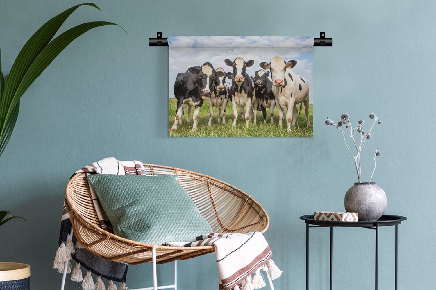 MuchoWow - Schlafzimmer, für Wanddekoobjekt Wohnzimmer, - Kinderzimmer Kleid, Wanddeko Natur Kühe Tiere Gras, Wandbehang, - Weide -