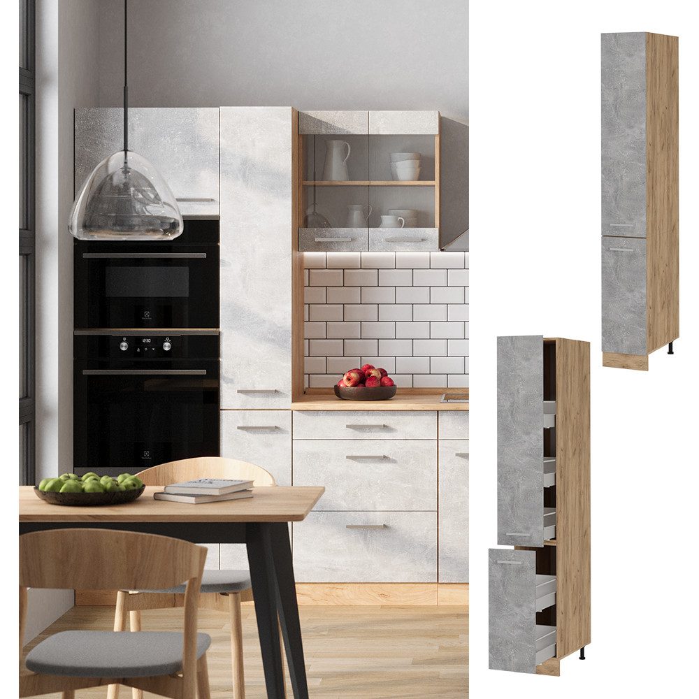 Vicco Hochschrank R-Line, Beton/Goldkraft Eiche, 30 günstig online kaufen