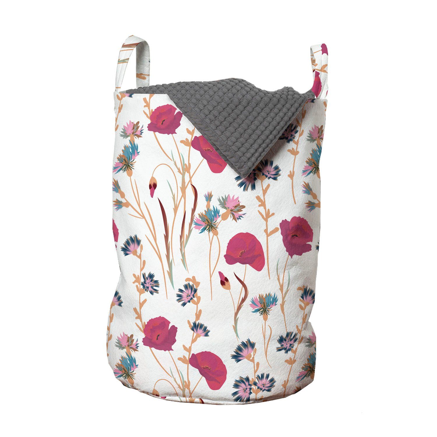 Abakuhaus Wäschesäckchen Wäschekorb mit Griffen Kordelzugverschluss für Waschsalons, Blumen Beruhigen Töne Wildblumen Kunst