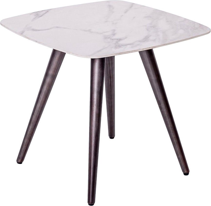 Leonique Beistelltisch Fremont, Keramik-Beistelltisch, Marmoroptik, Metallbeine schwarz, ca. 60x60x55