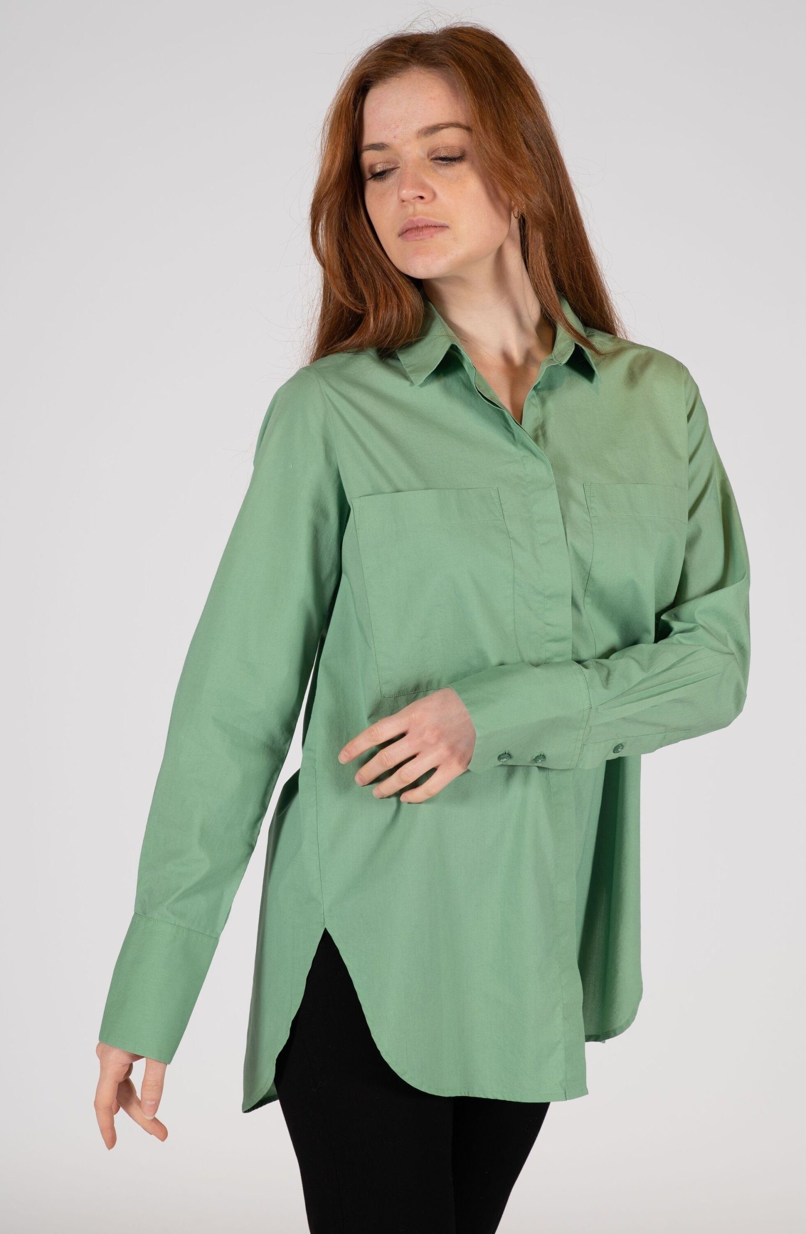 Long FASHION THE Blouse solid PEOPLE Blusentop